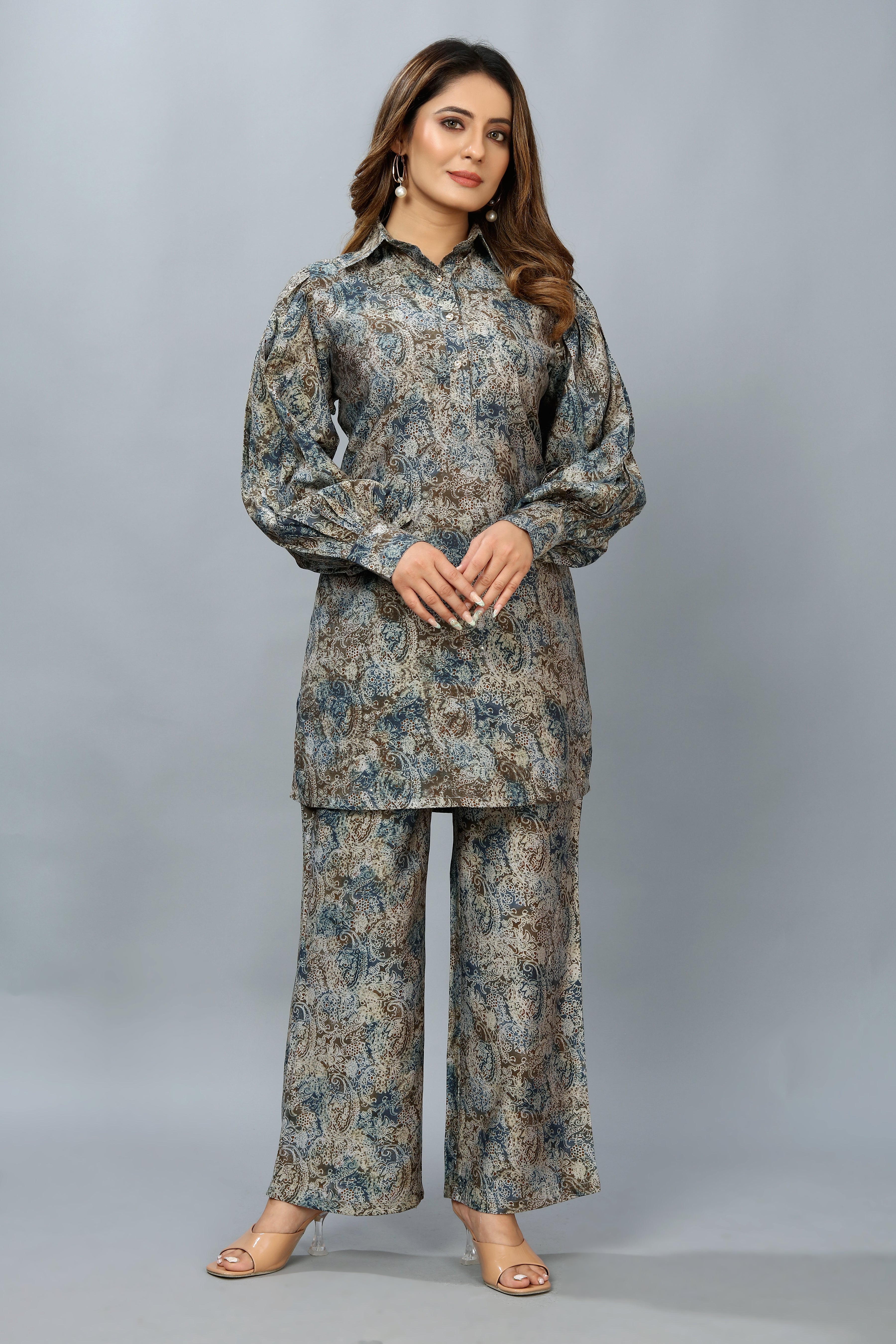 grey printed co-ord set