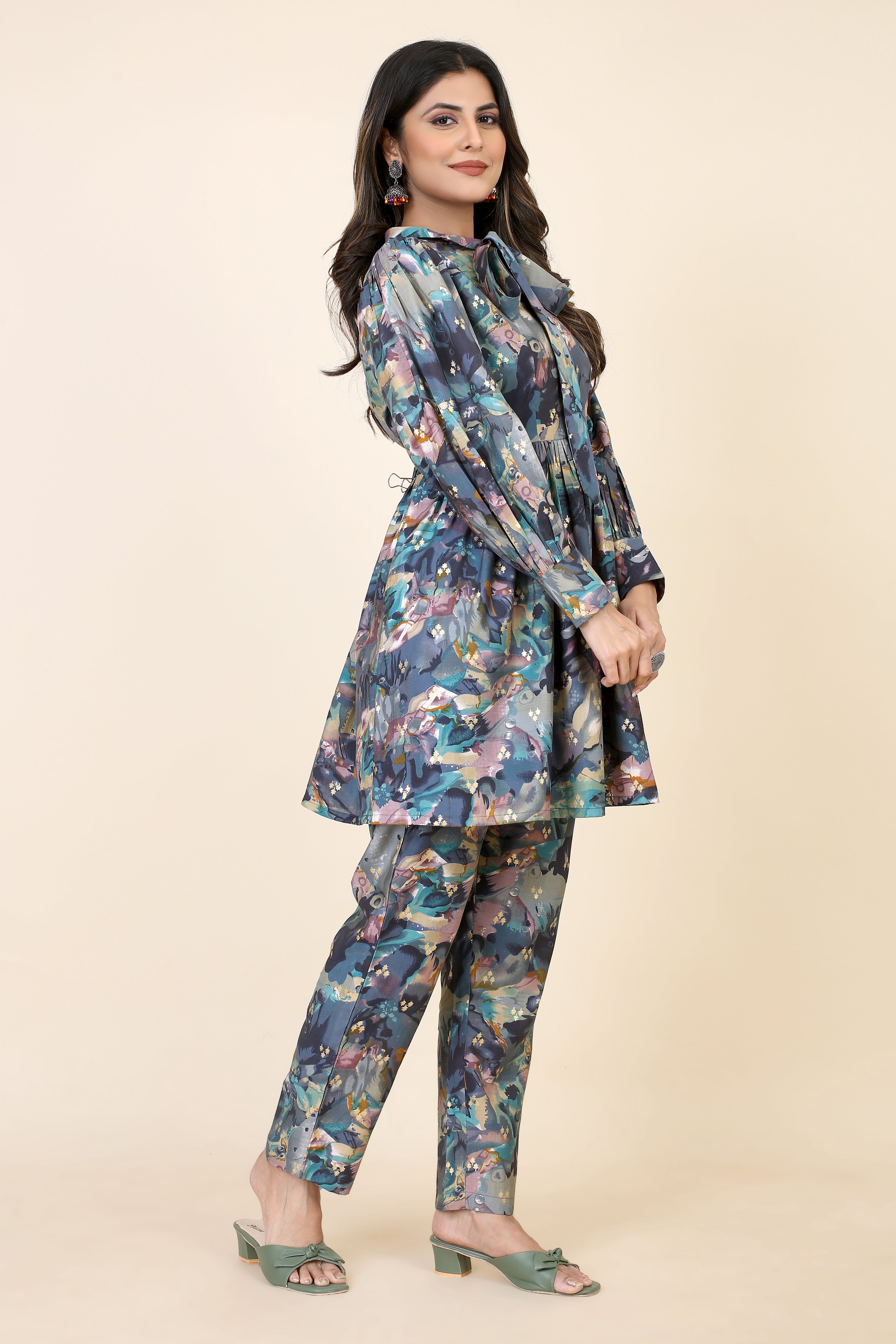 blue printed co-ord set