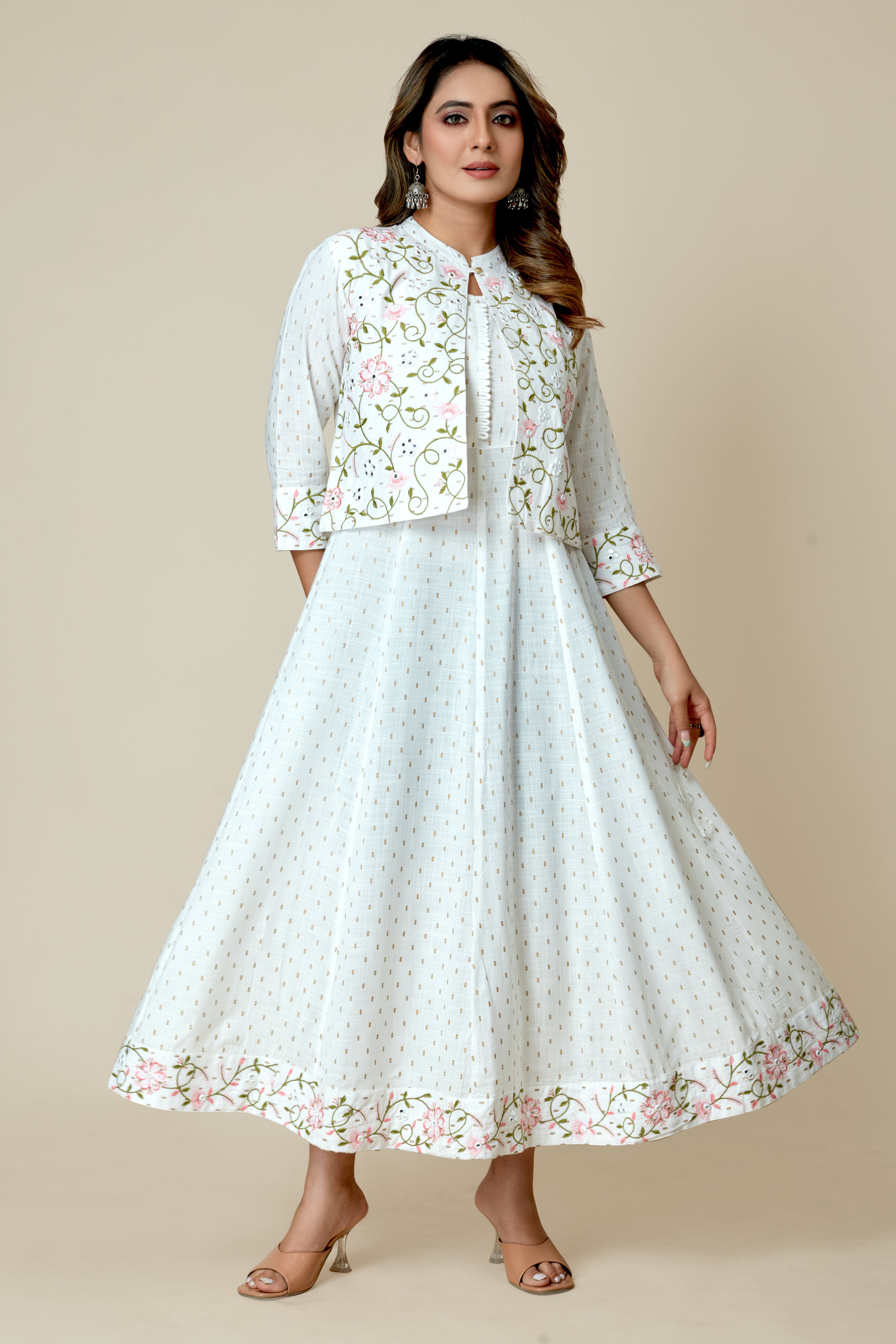 white colored flared kurta