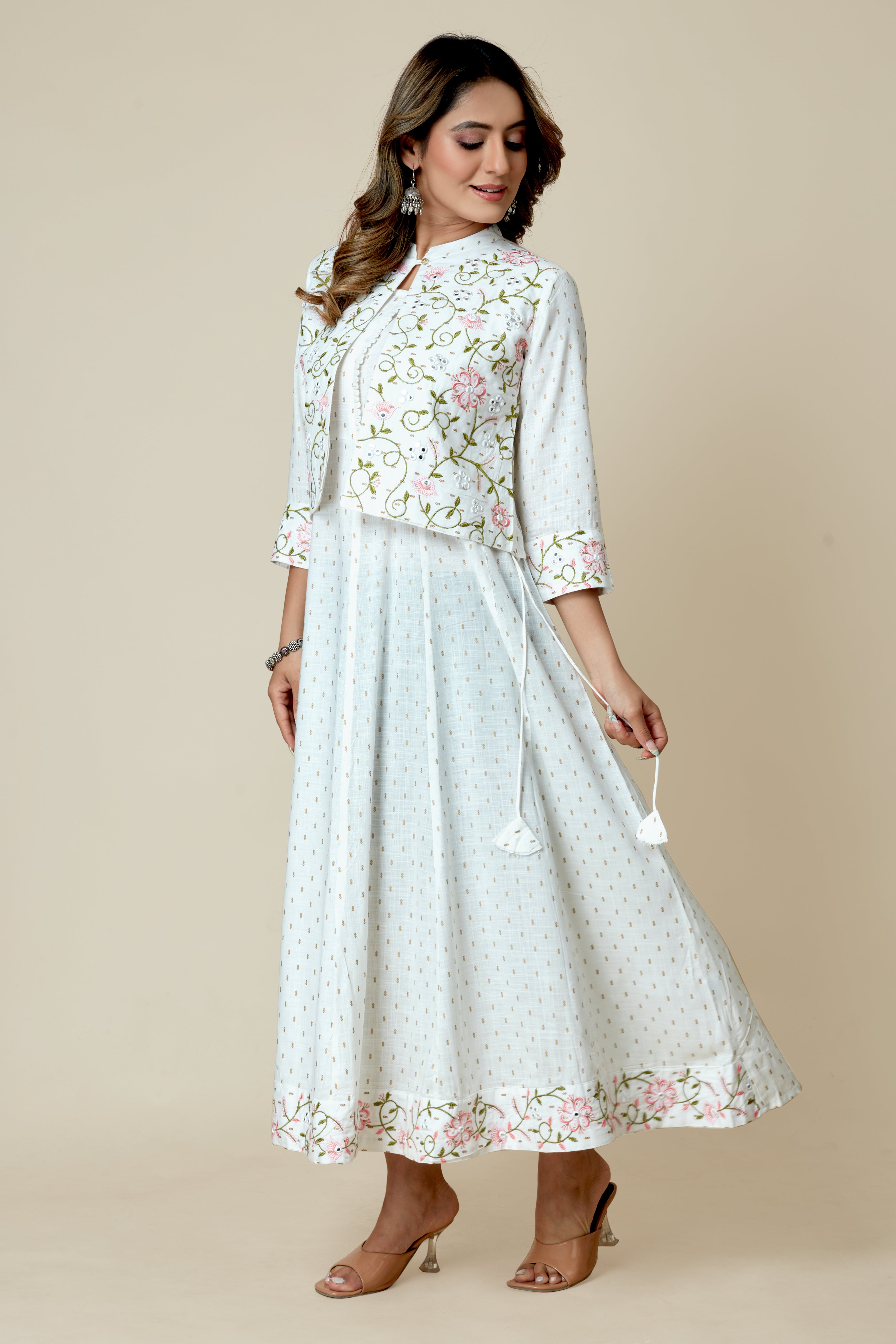 white colored flared kurta