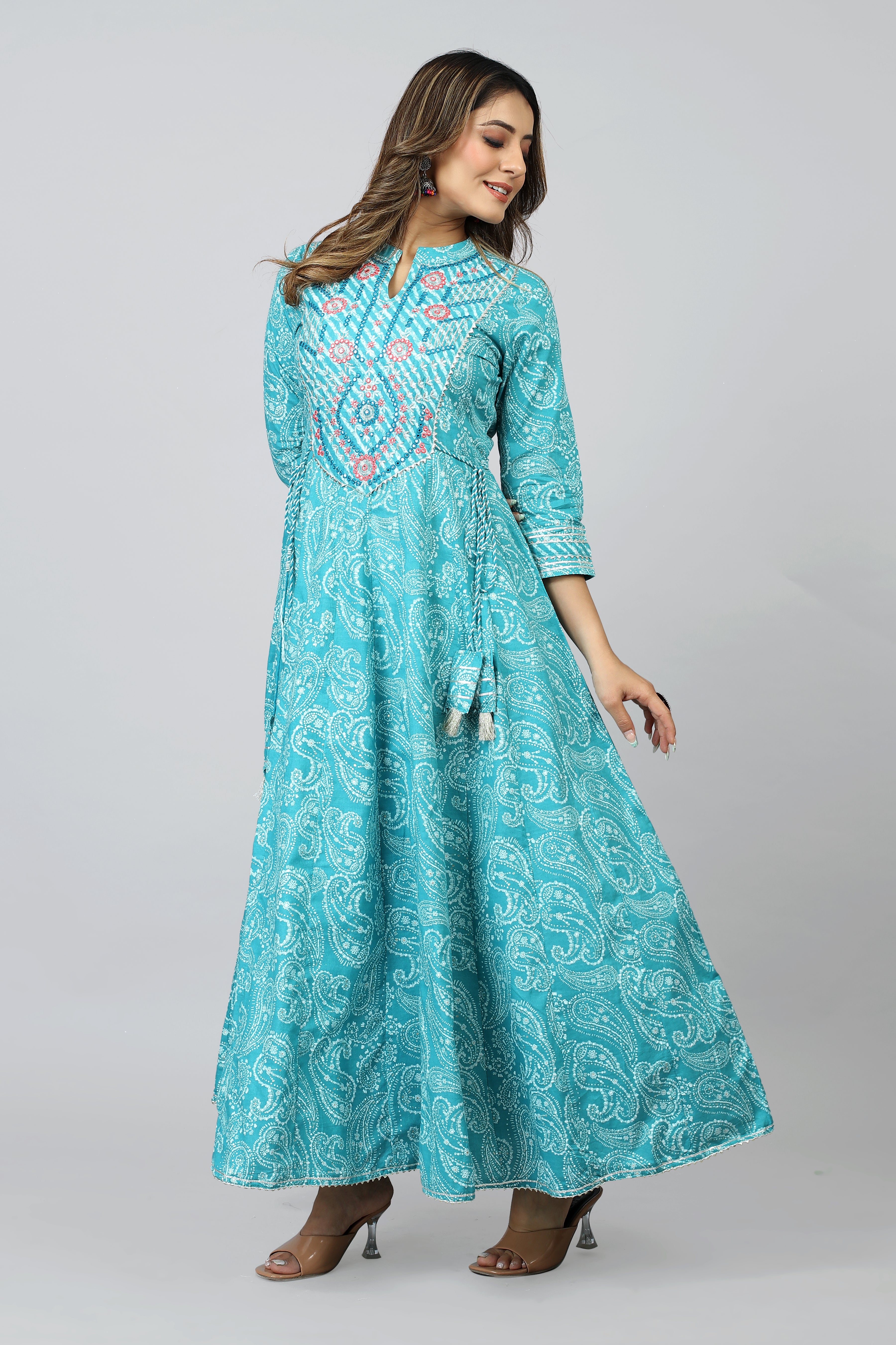 Womens Cotton Printed Anarkali Kurta