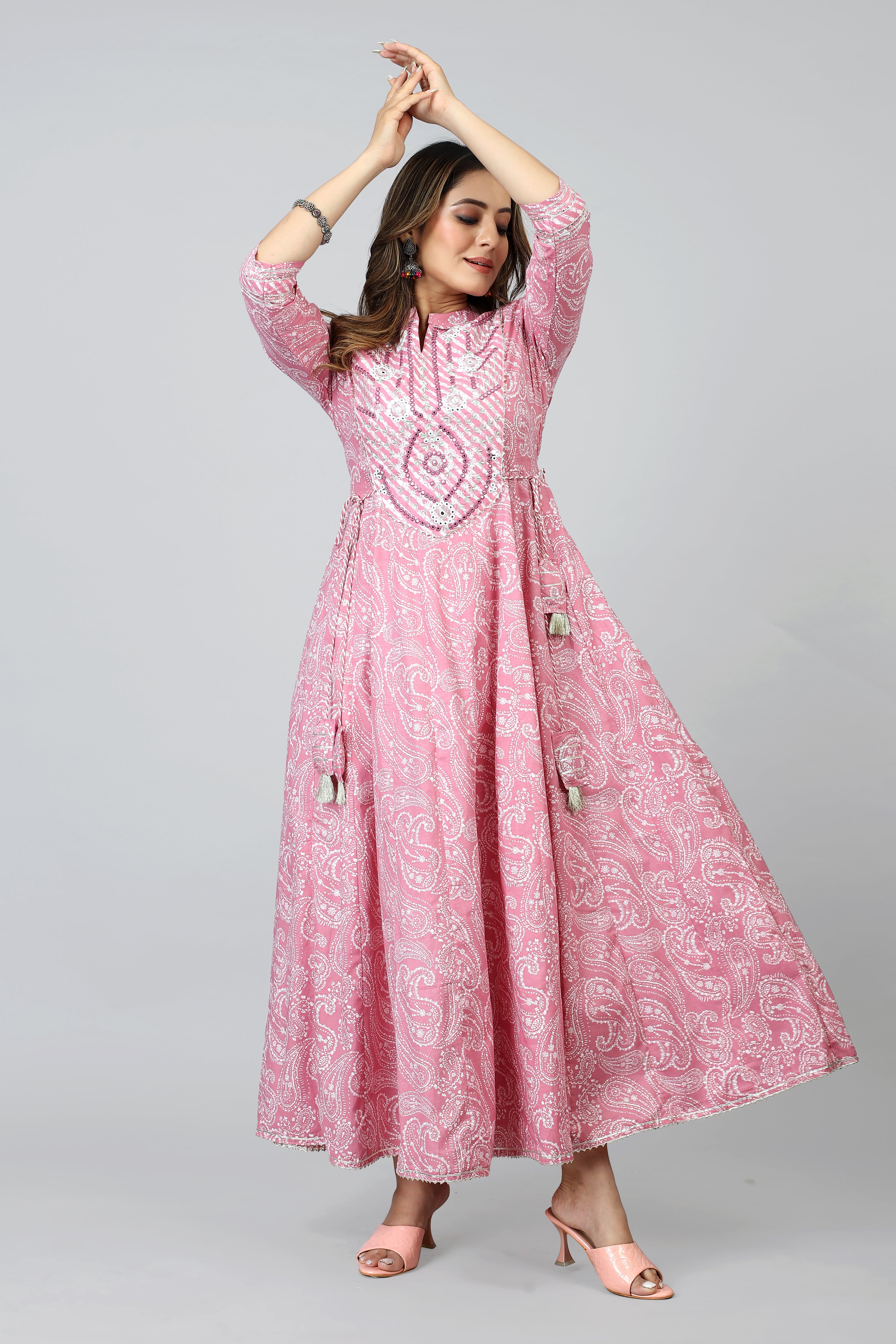 pink colored a-line kurta