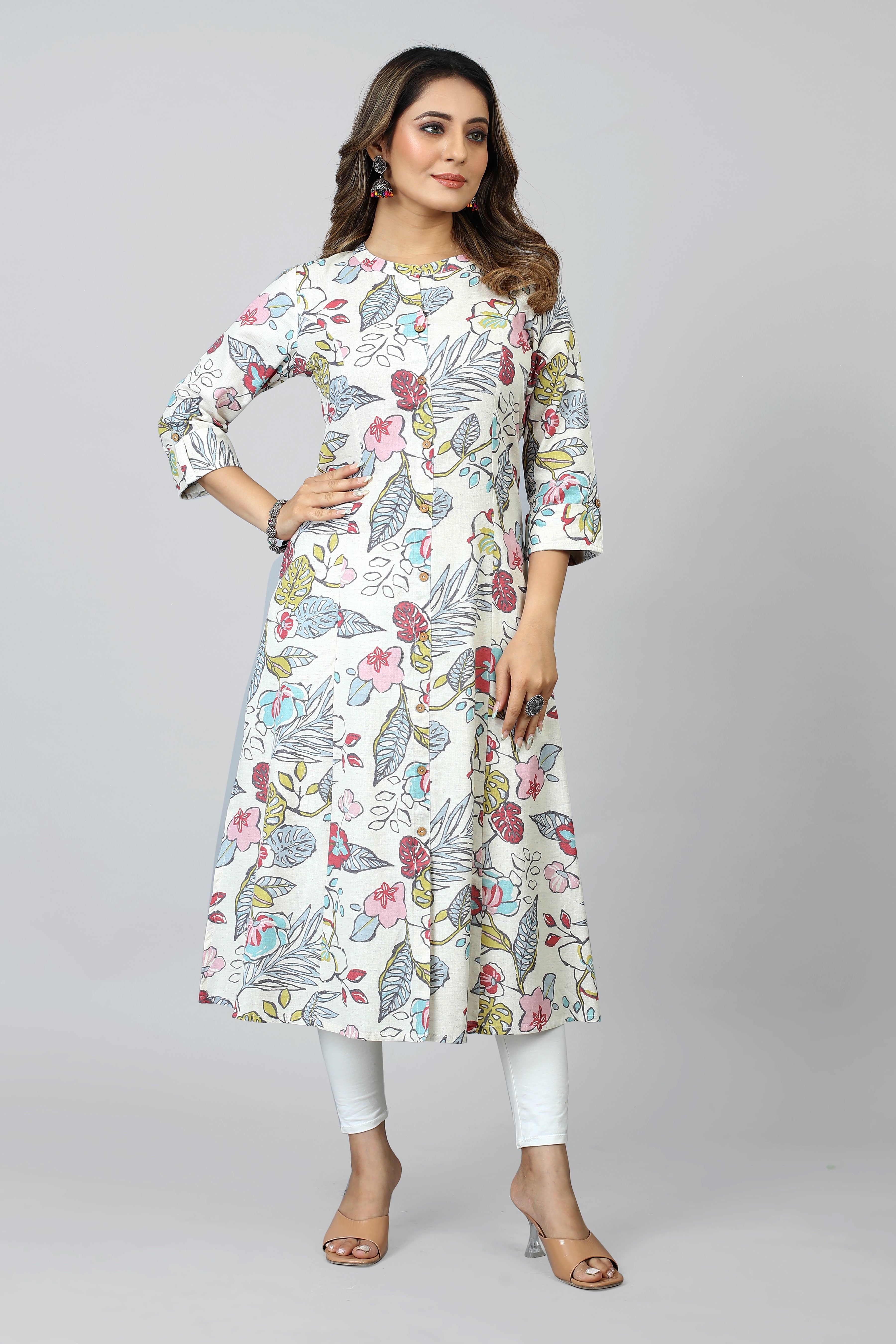 white colored a-line kurta