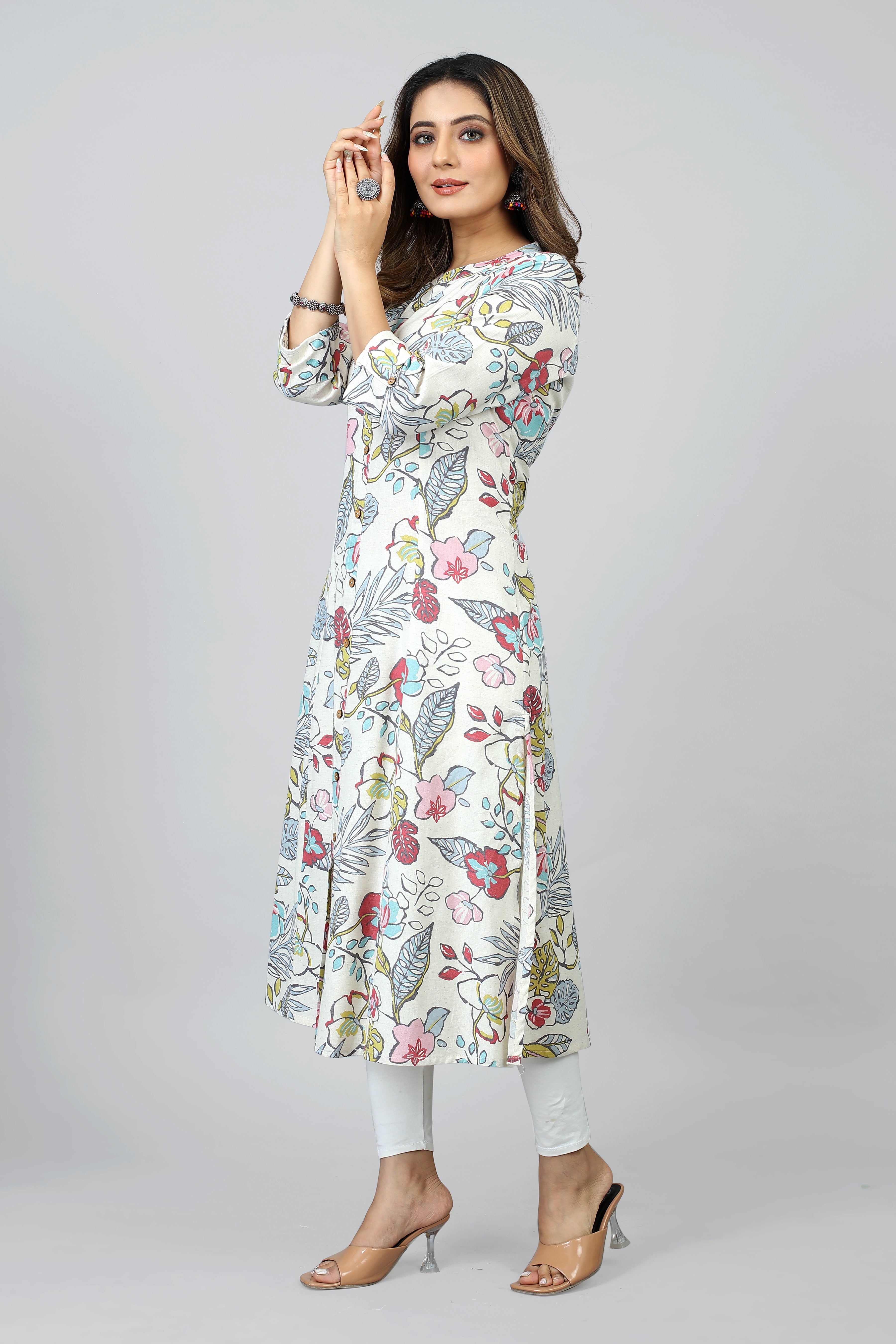 white colored a-line kurta