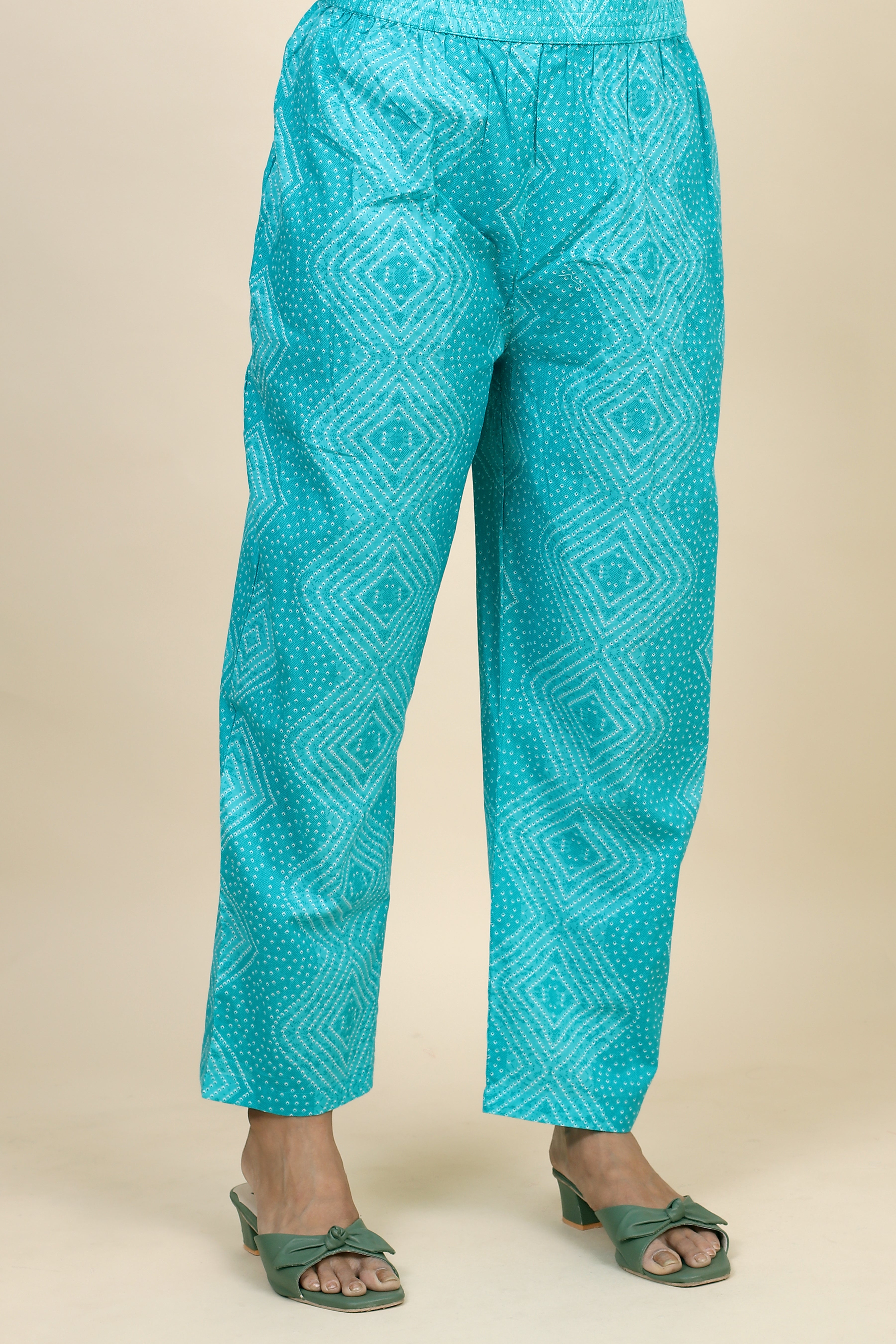 women light blue printed kurta pant set with dupatta