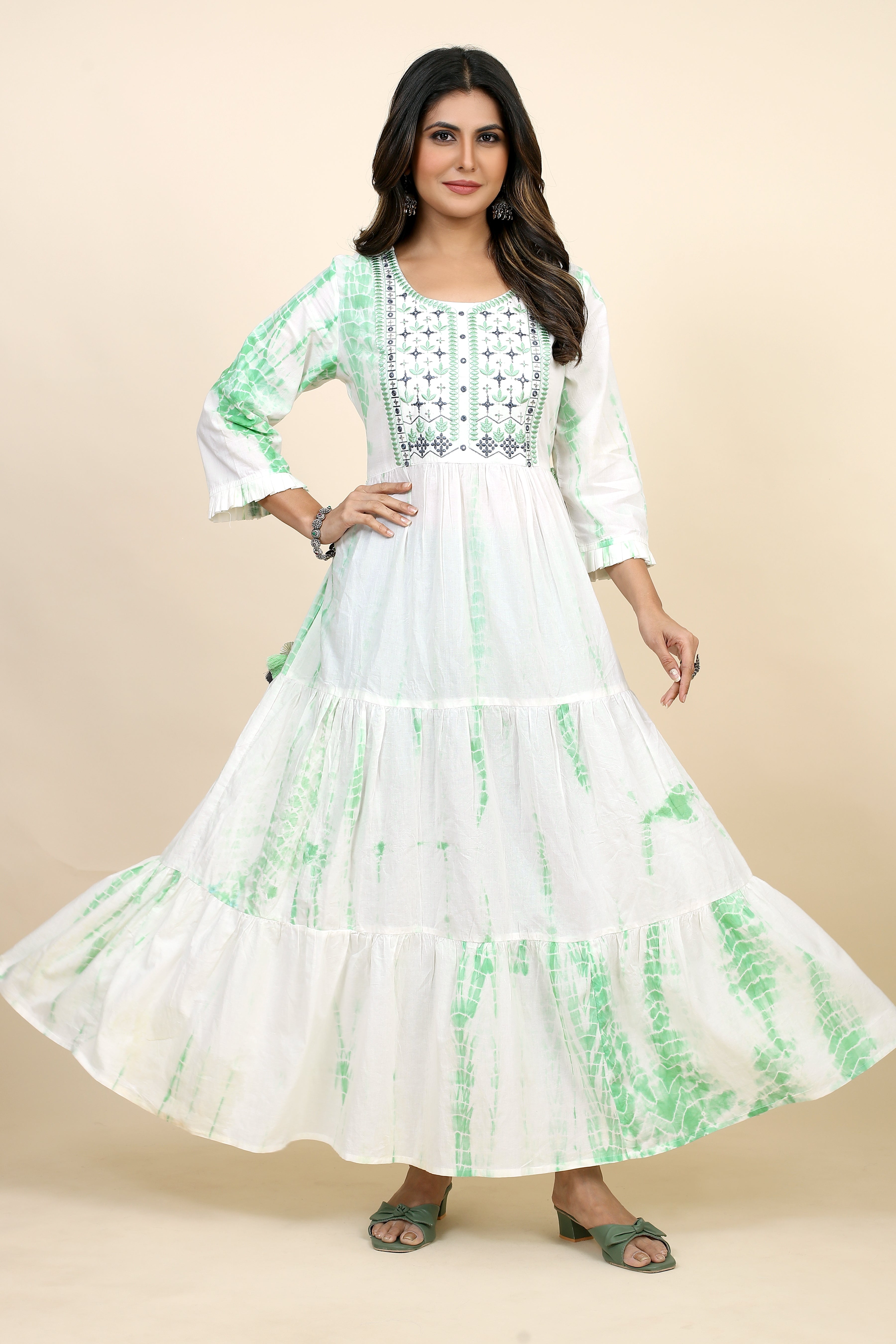 white colored flared kurta