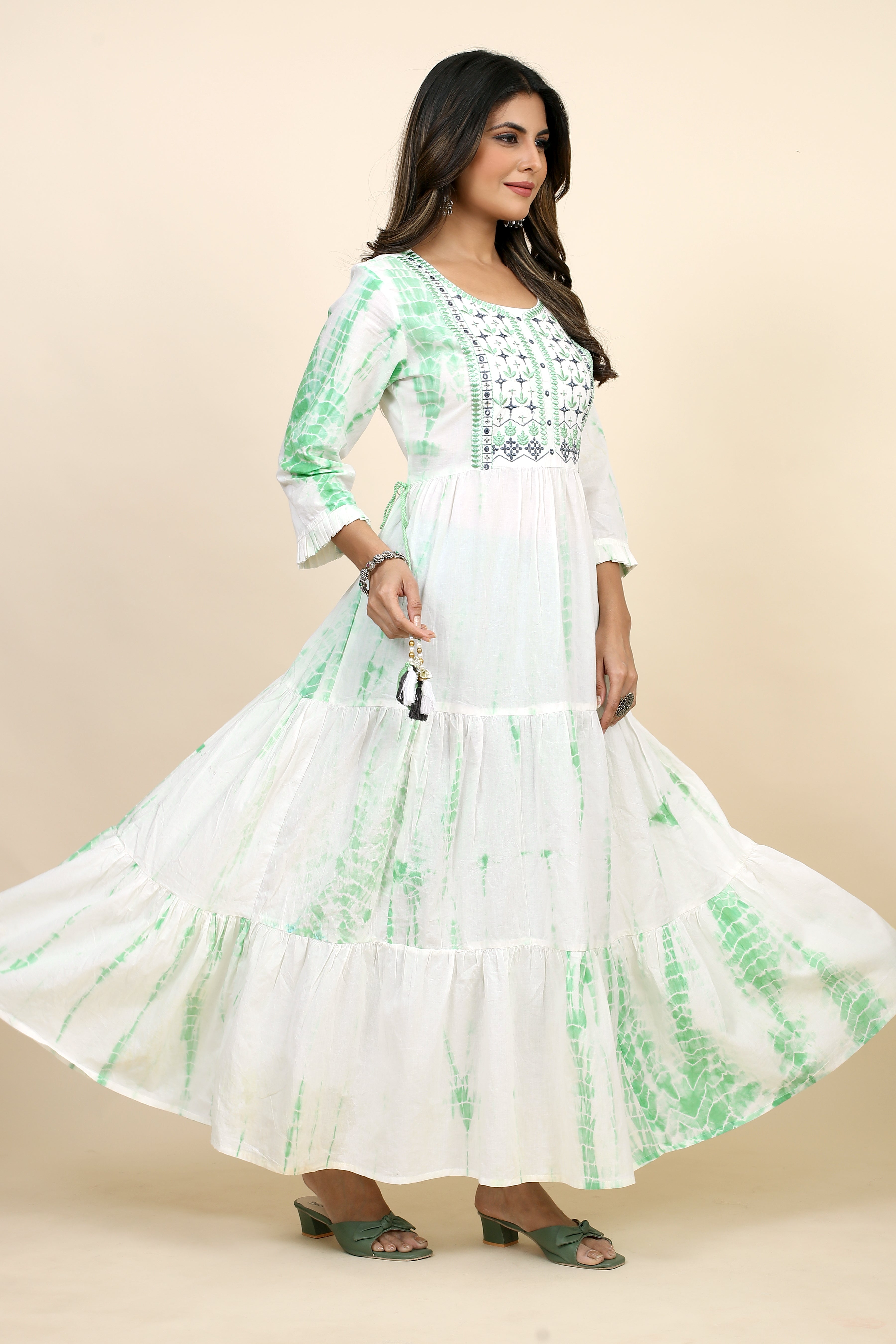 white colored flared kurta