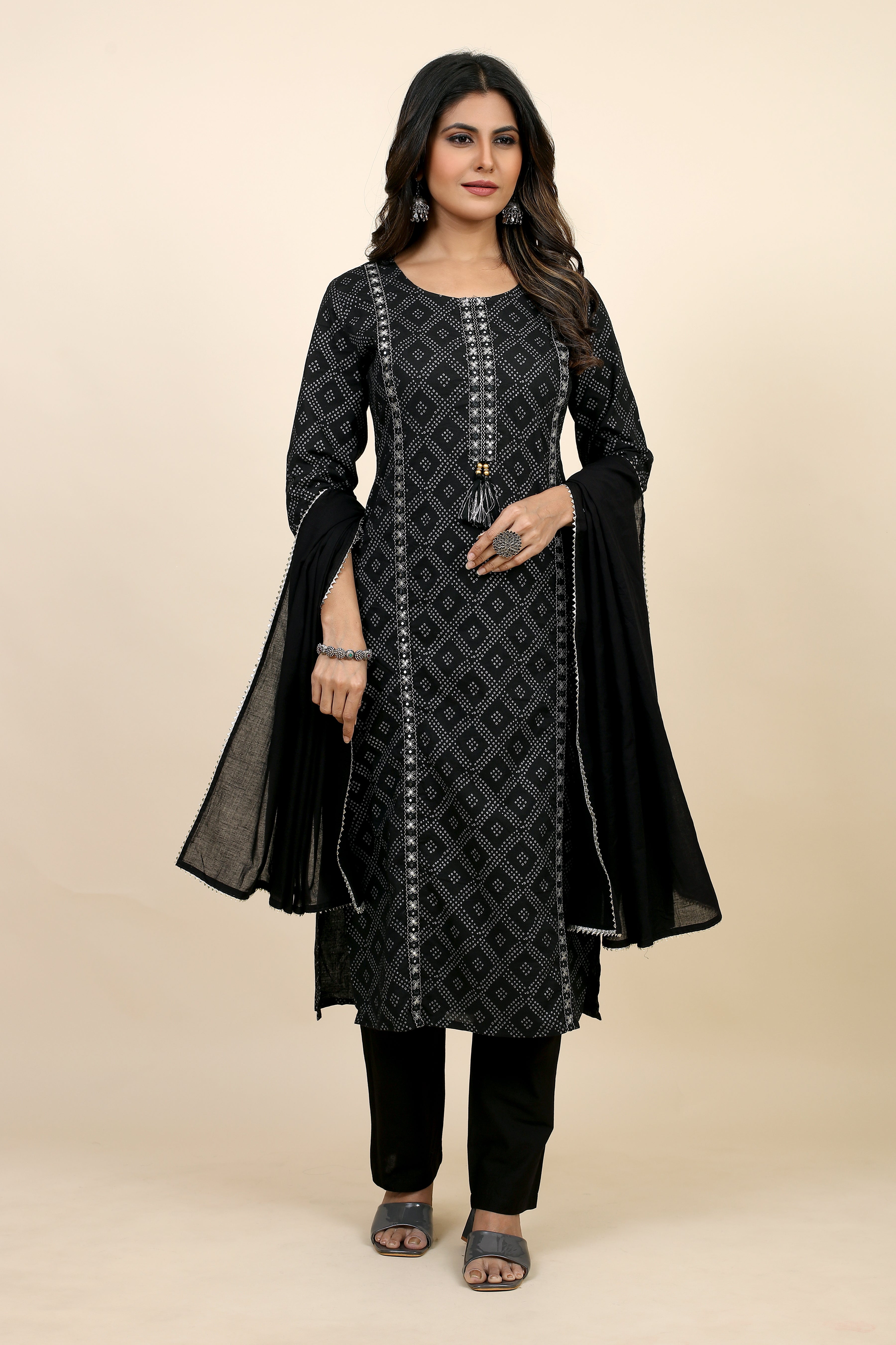 black colored kurta pant set