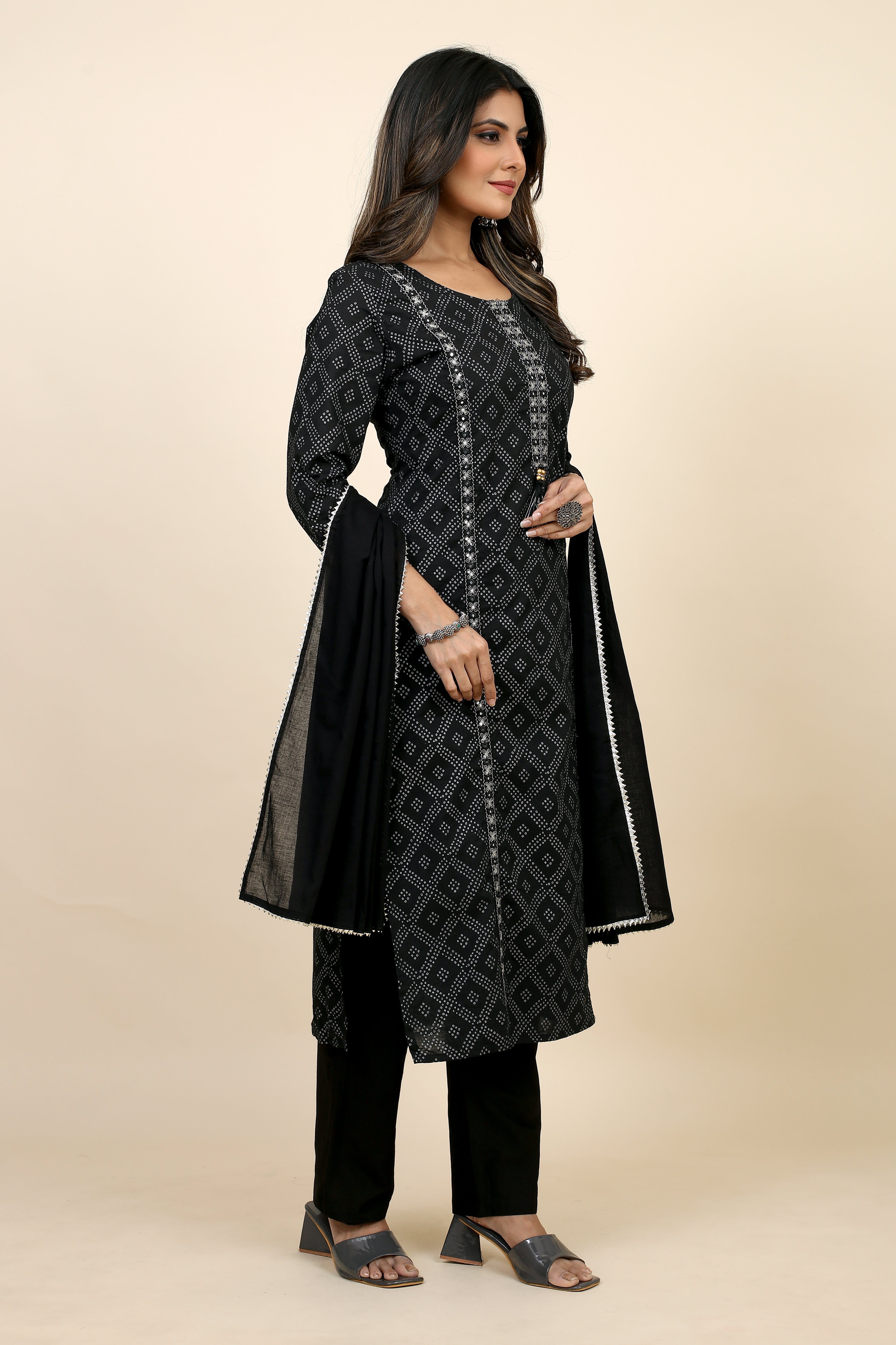 black colored kurta pant set