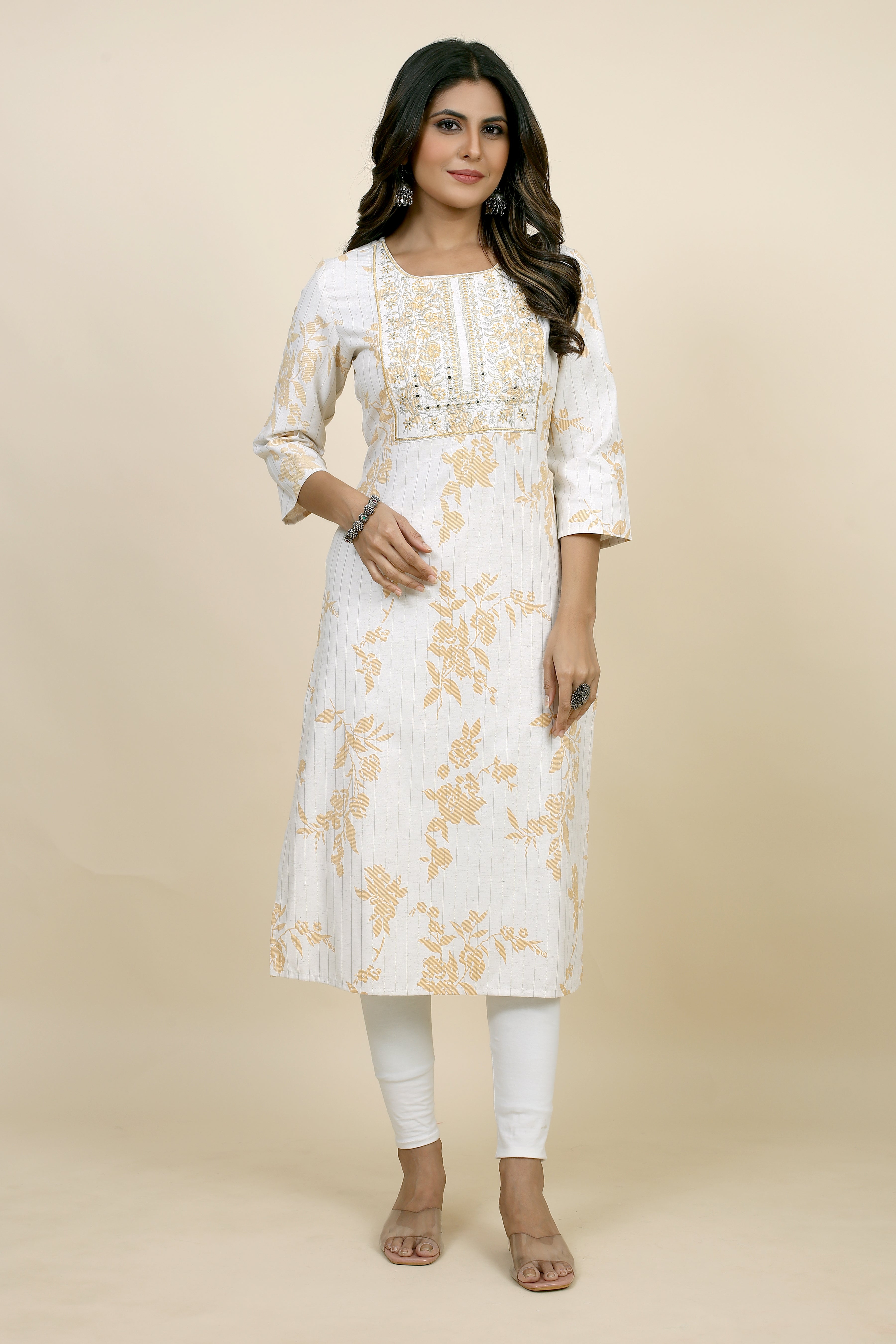 white colored straight kurta