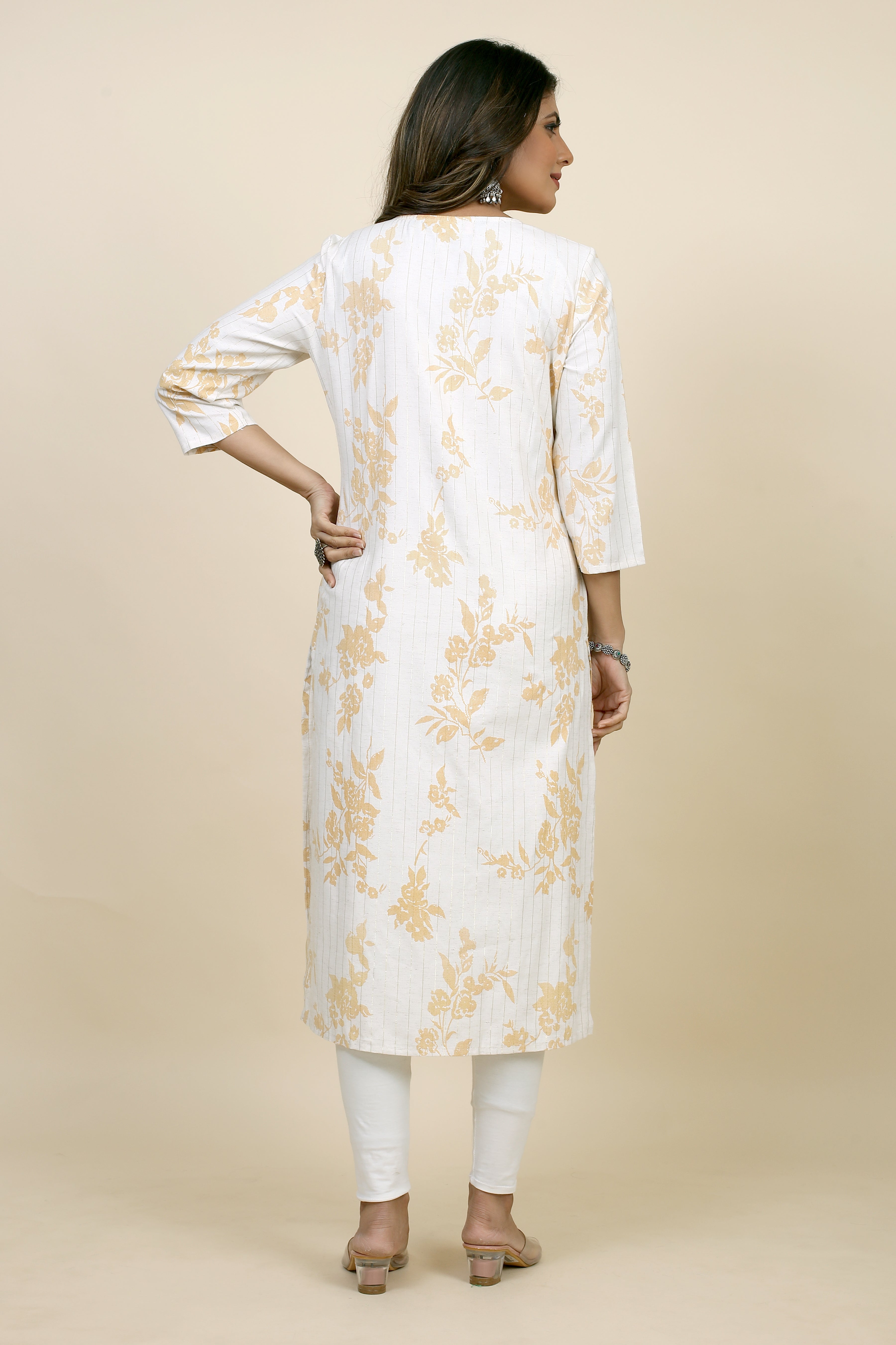 white colored straight kurta