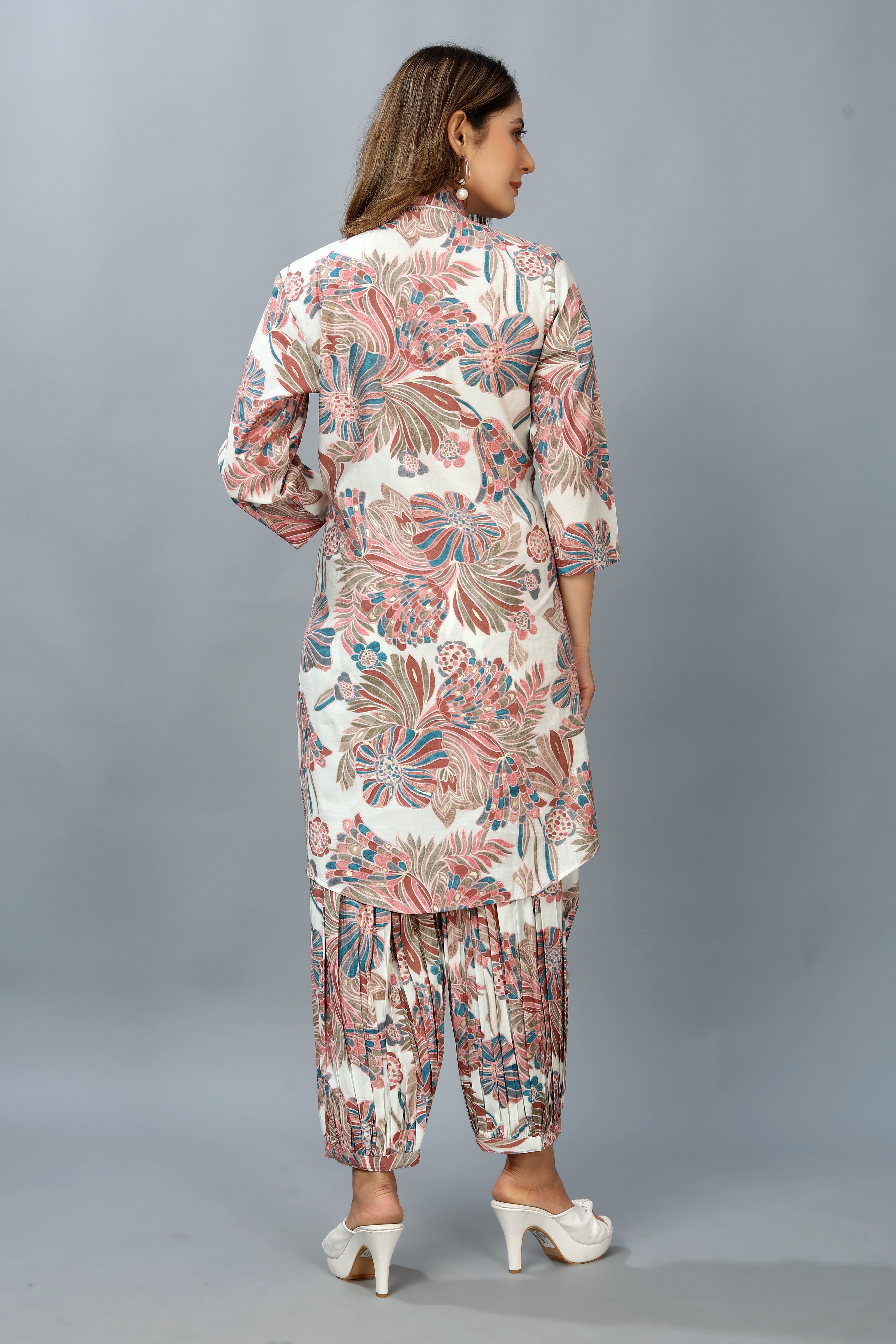multi colored floral printed co-ord set