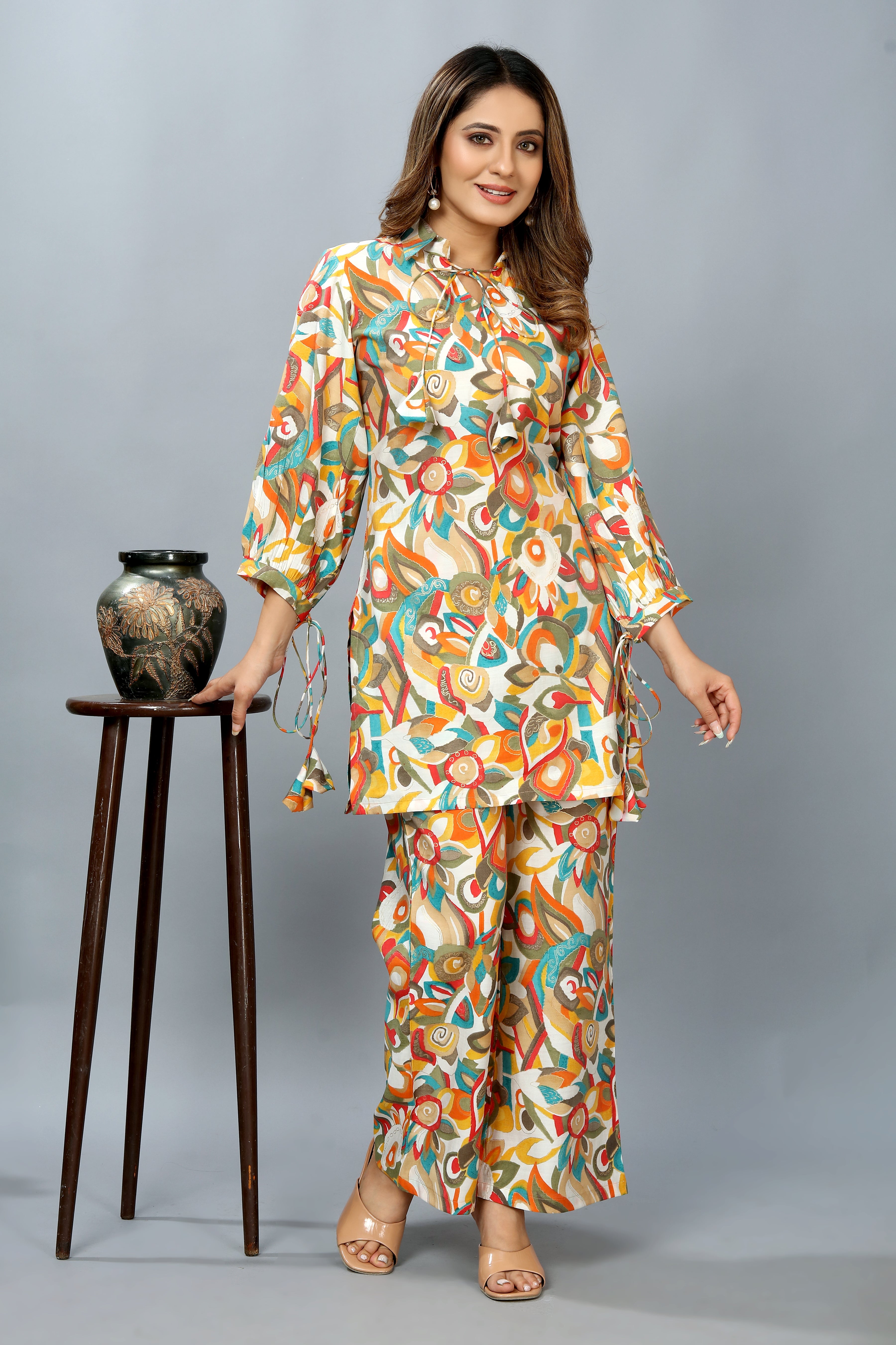 multi colored printed co-ord set