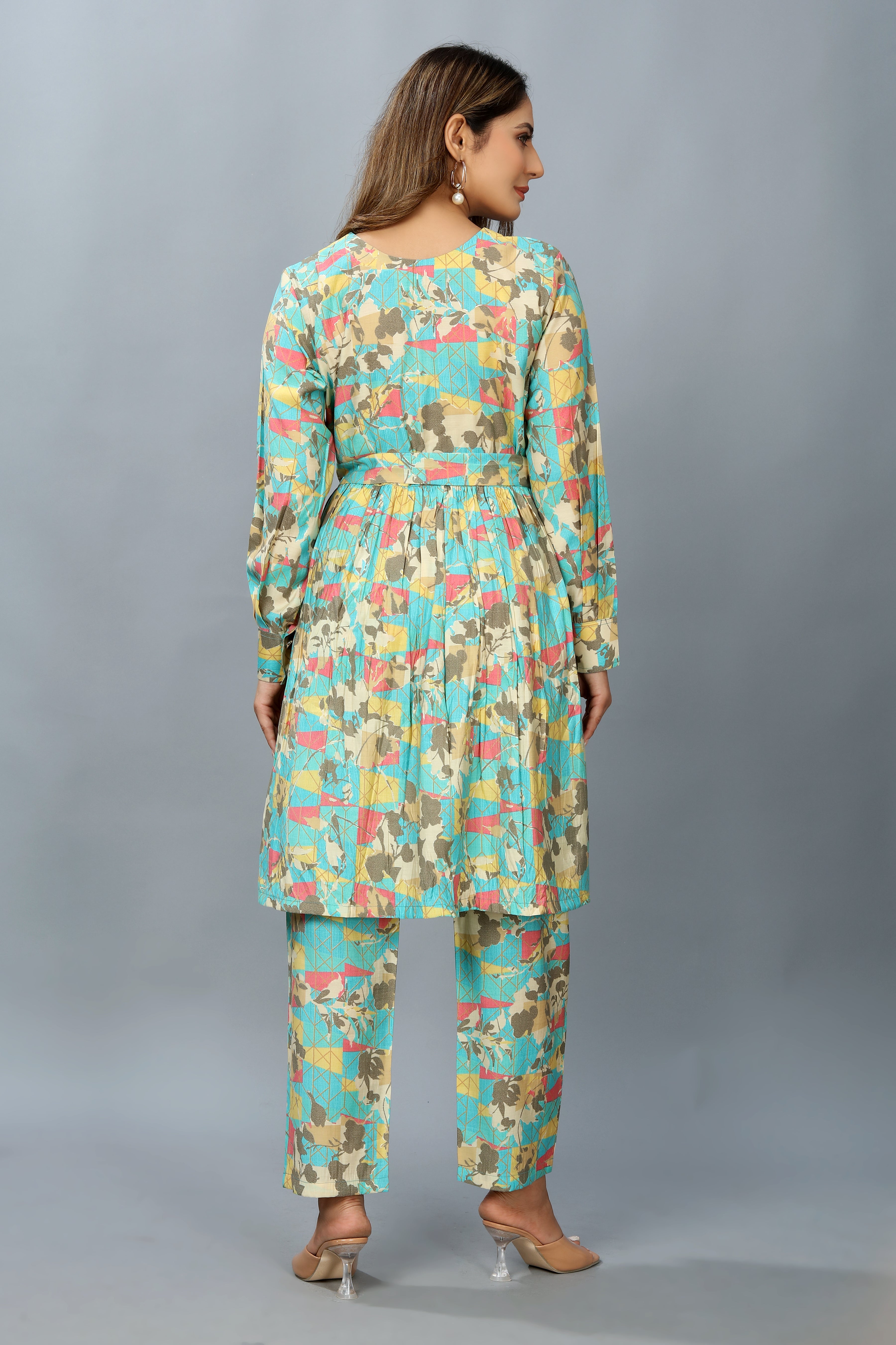 turquoise printed co-ord set