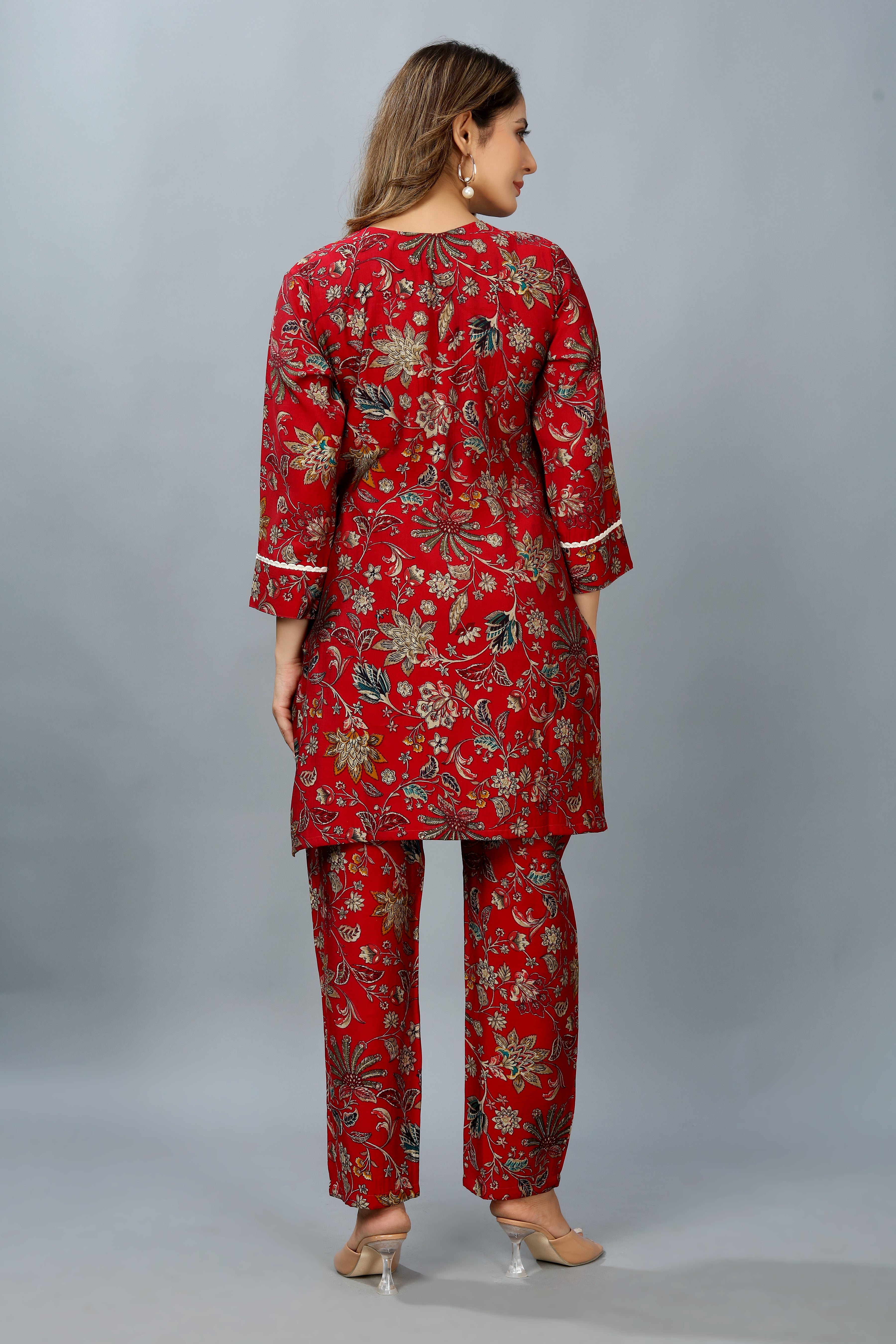 red printed co-ord set