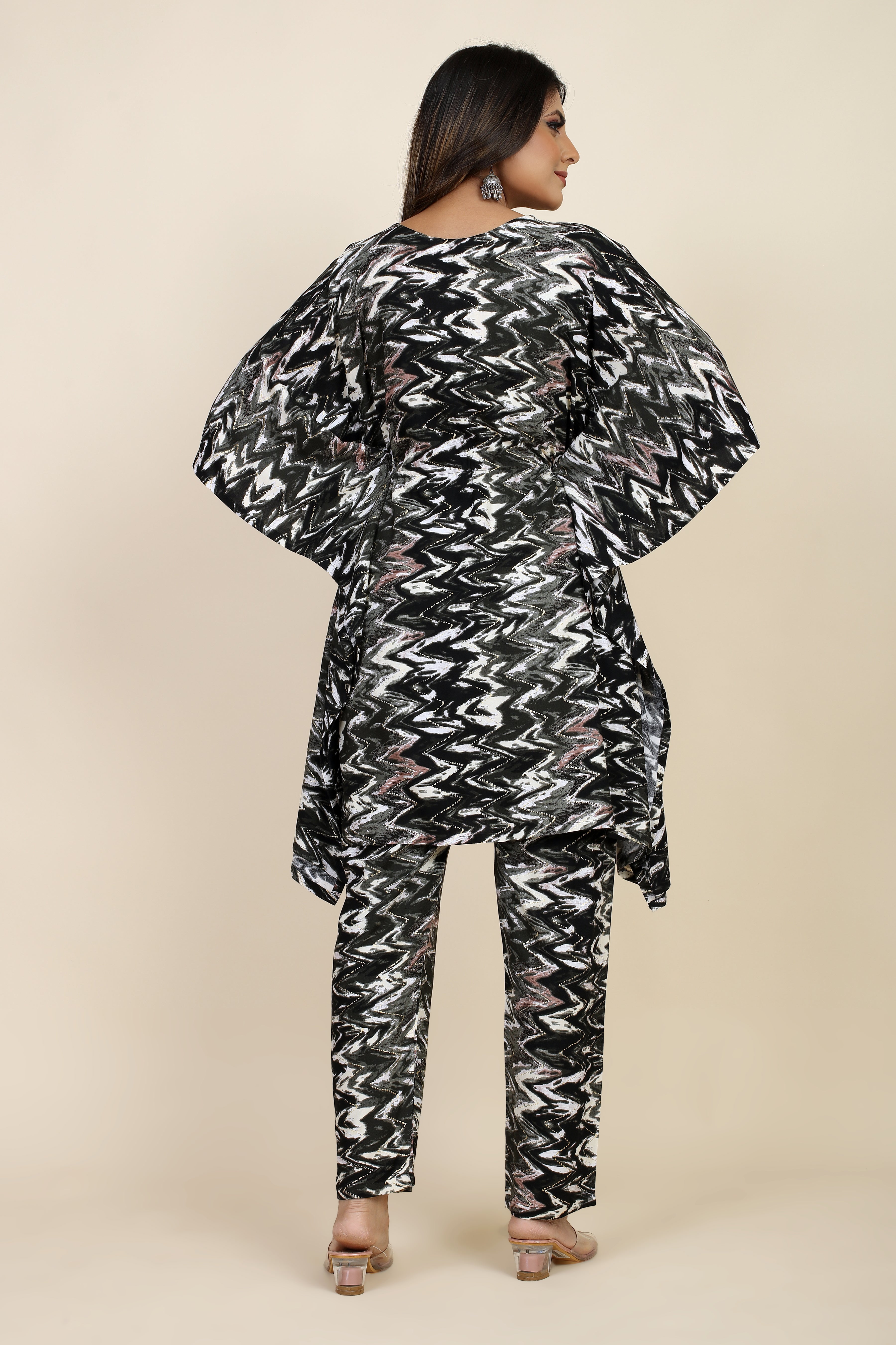 black printed kaftan co-ord set