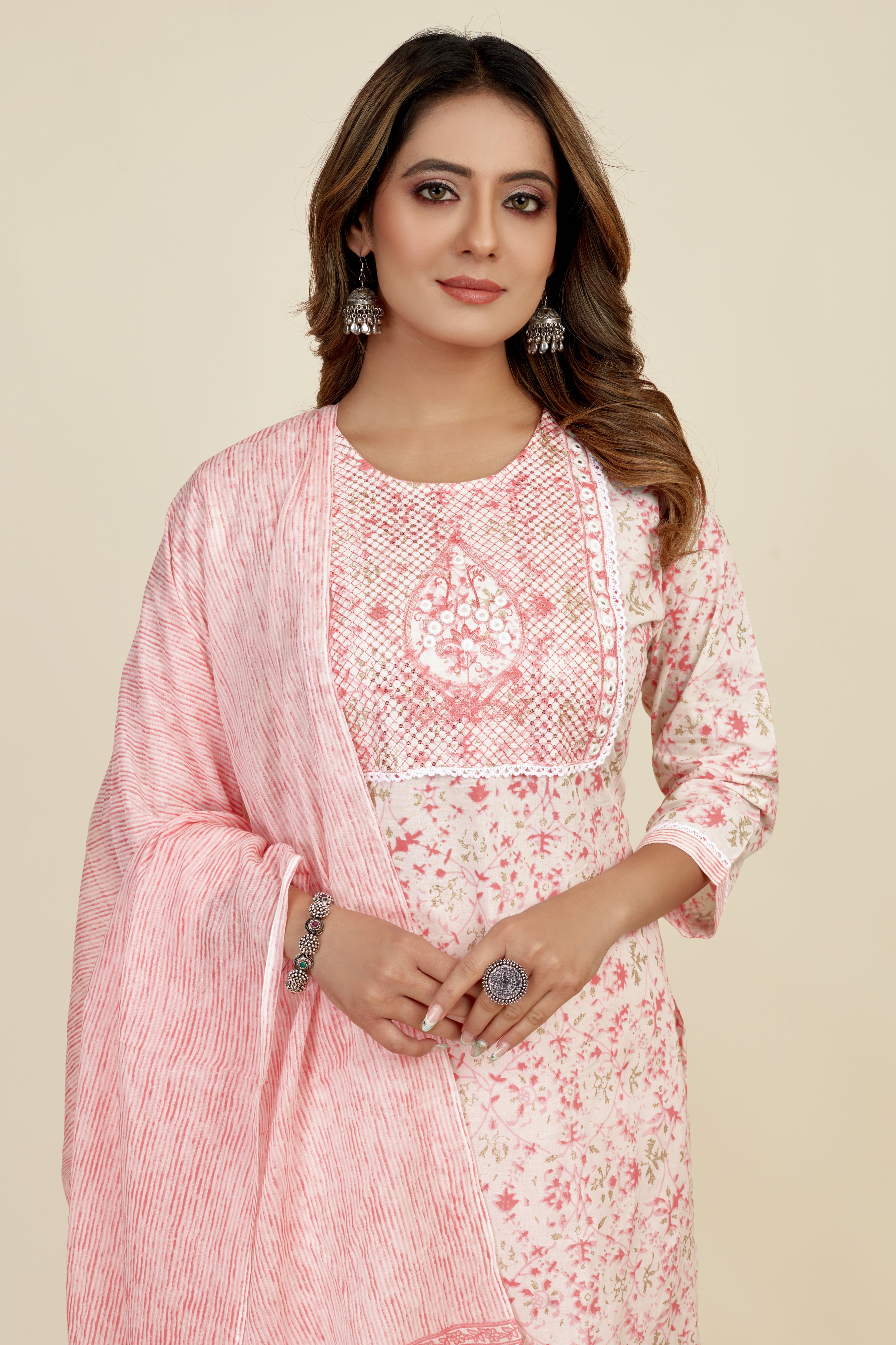 peach colored kurta pant set
