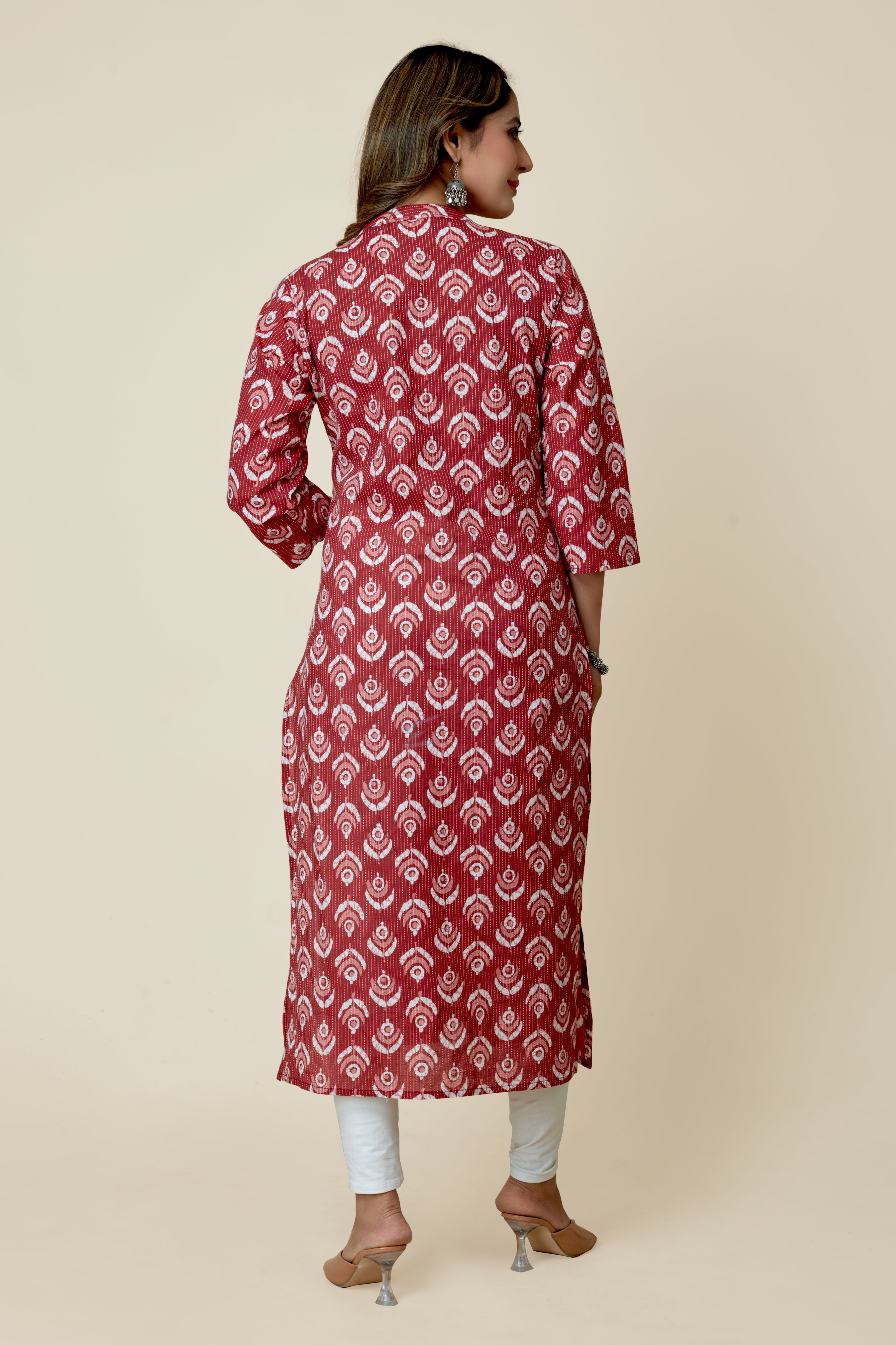 maroon colored straight kurta