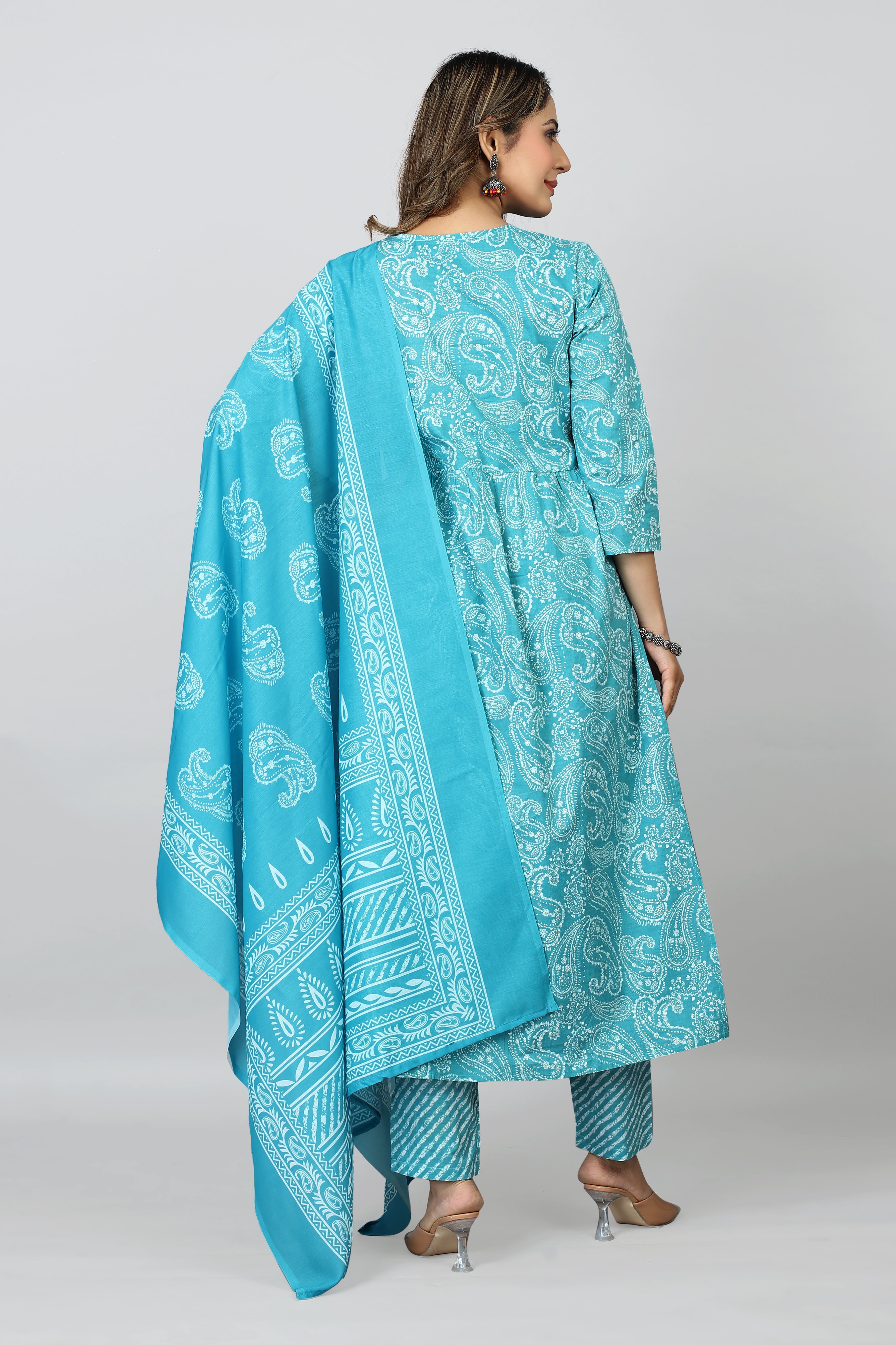 SARRAS Printed Kurta, Trouser/Pant & Dupatta Set