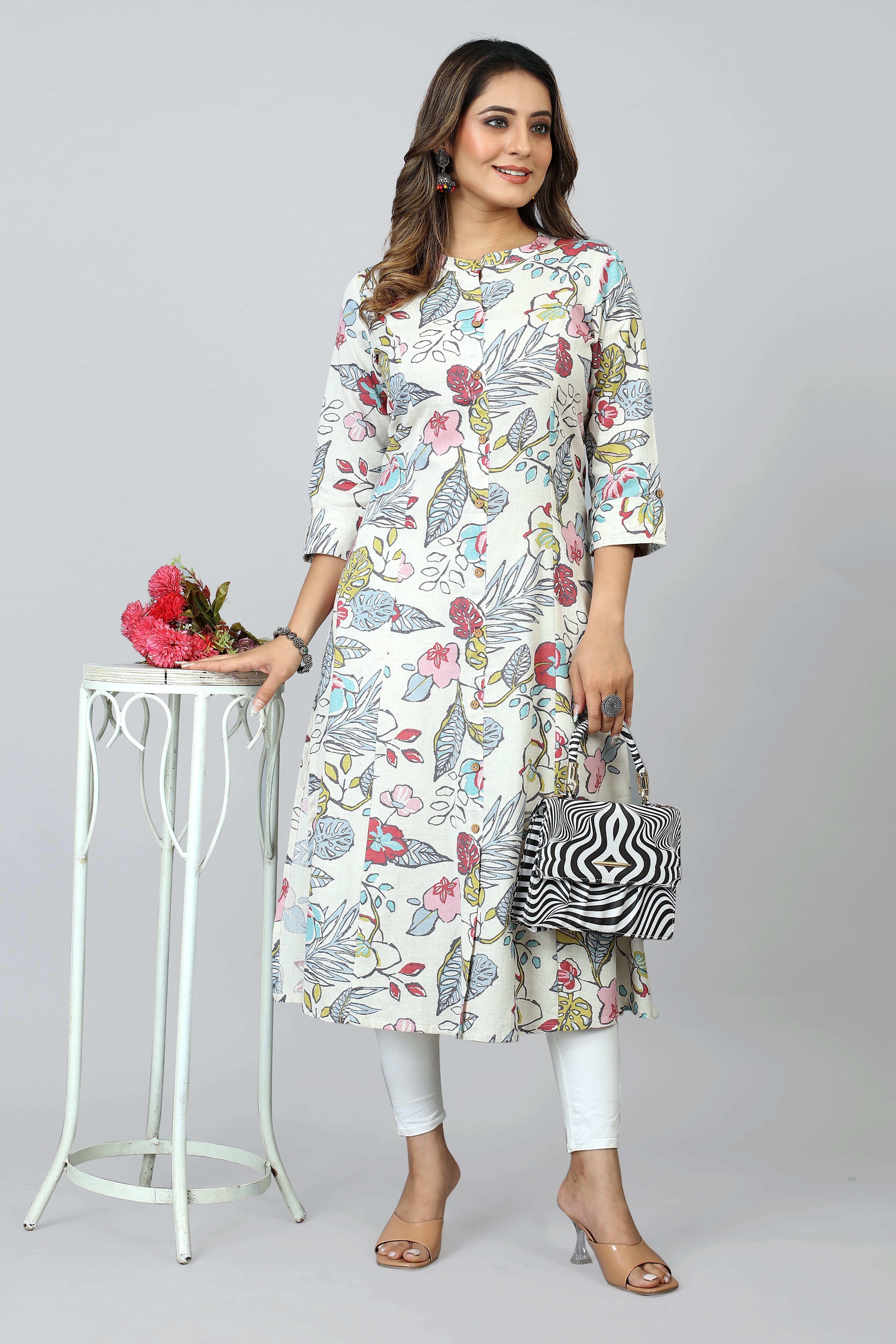 white colored a-line kurta