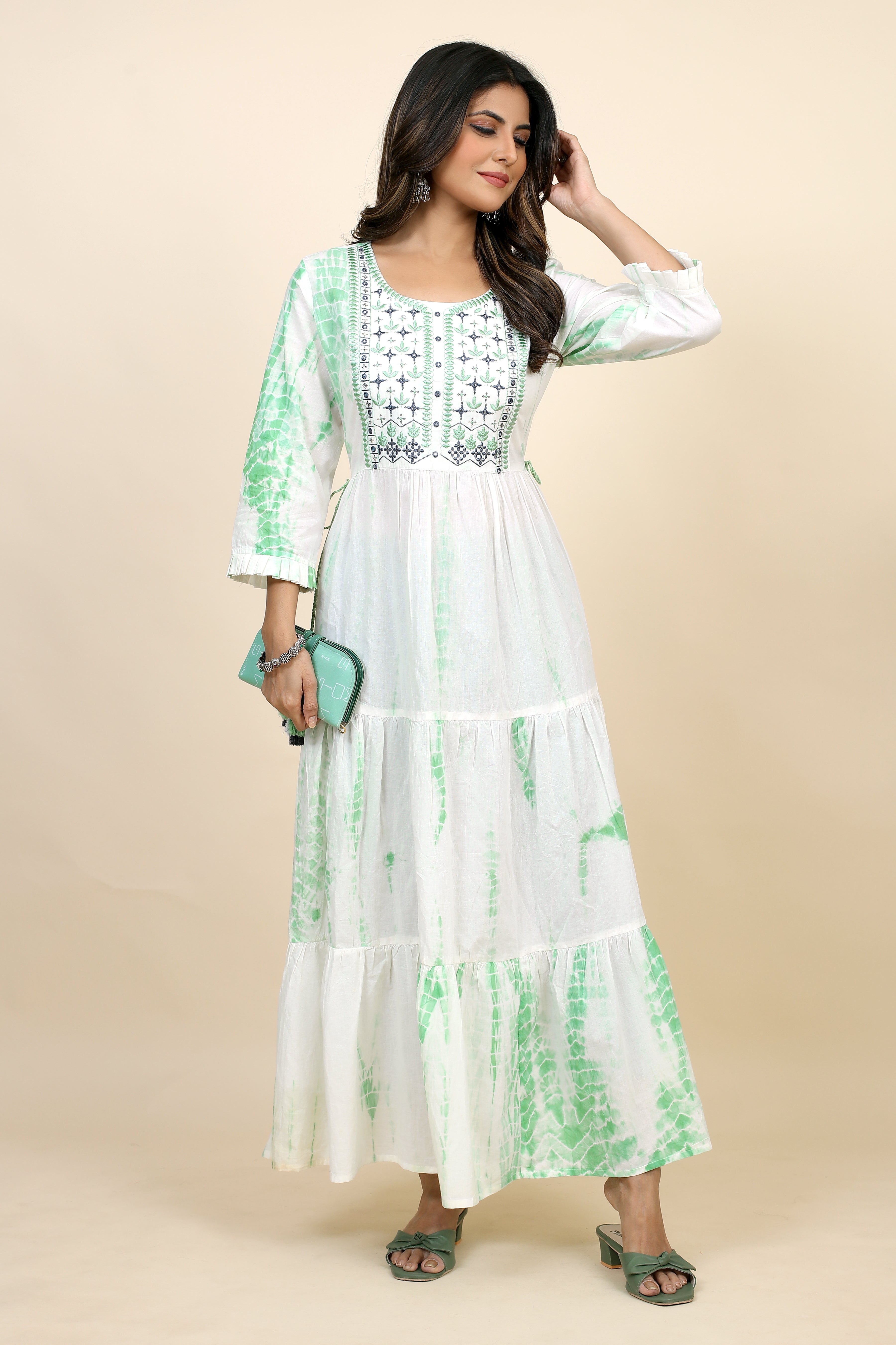 white colored flared kurta