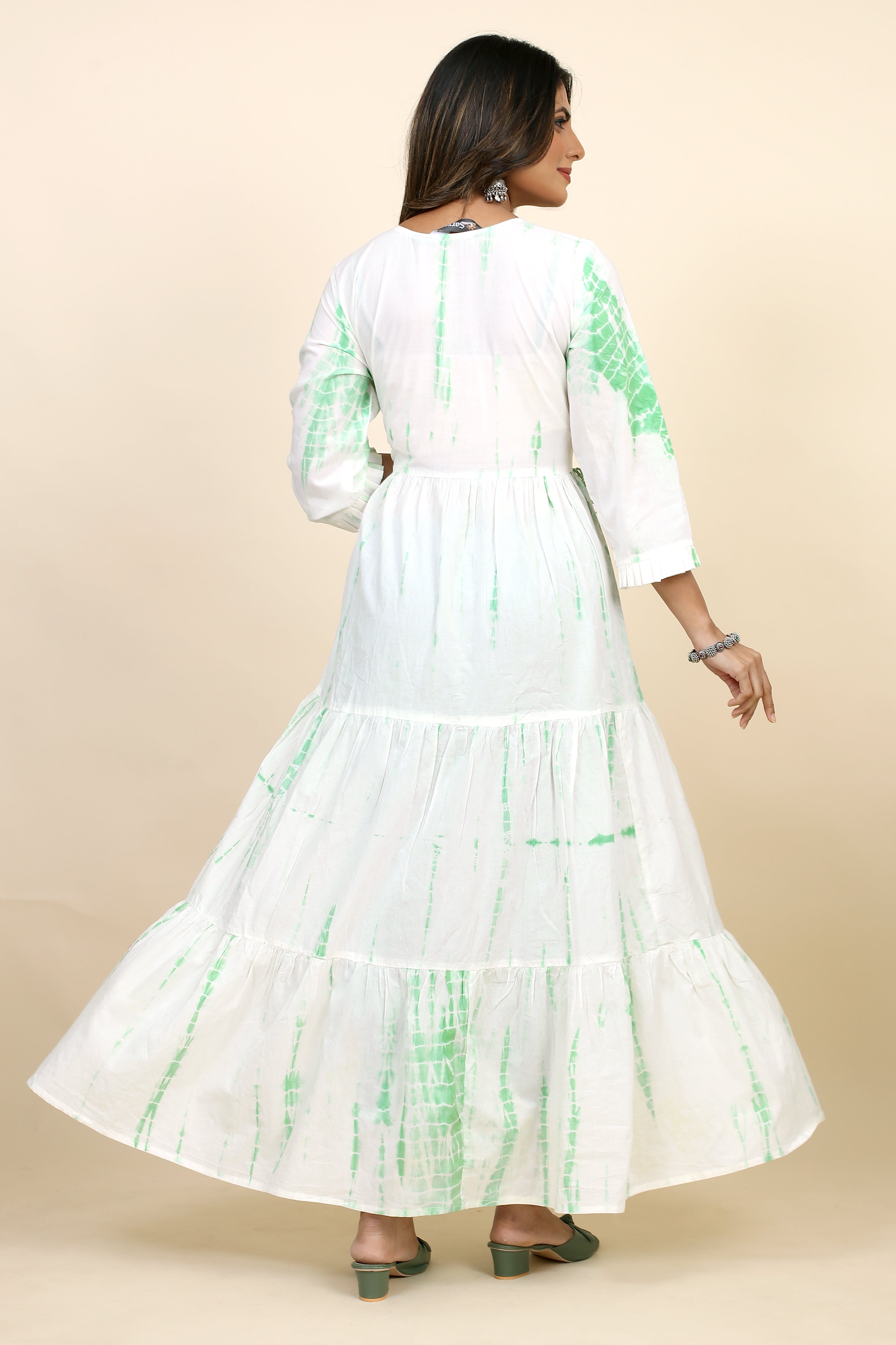 white colored flared kurta
