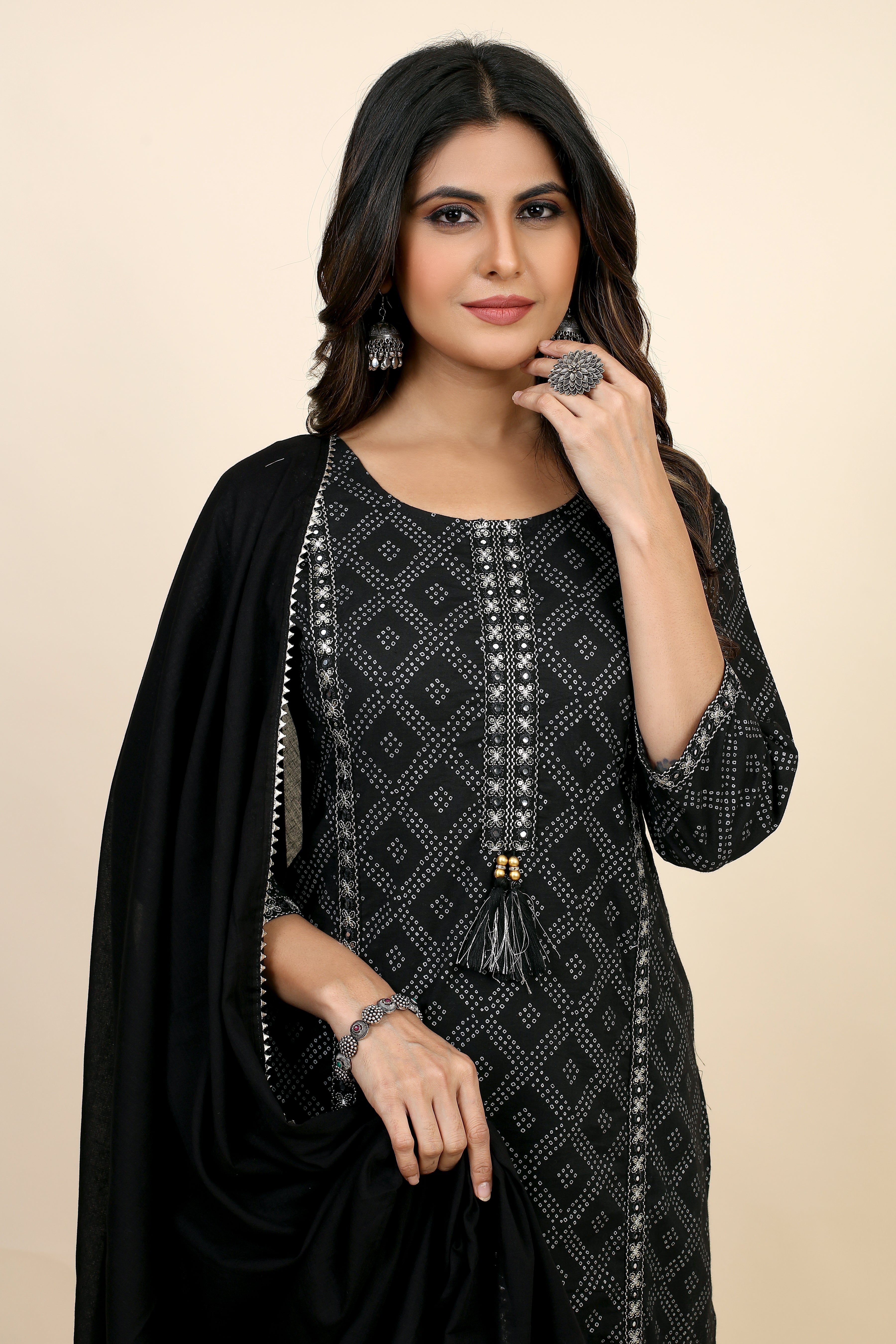 black colored kurta pant set