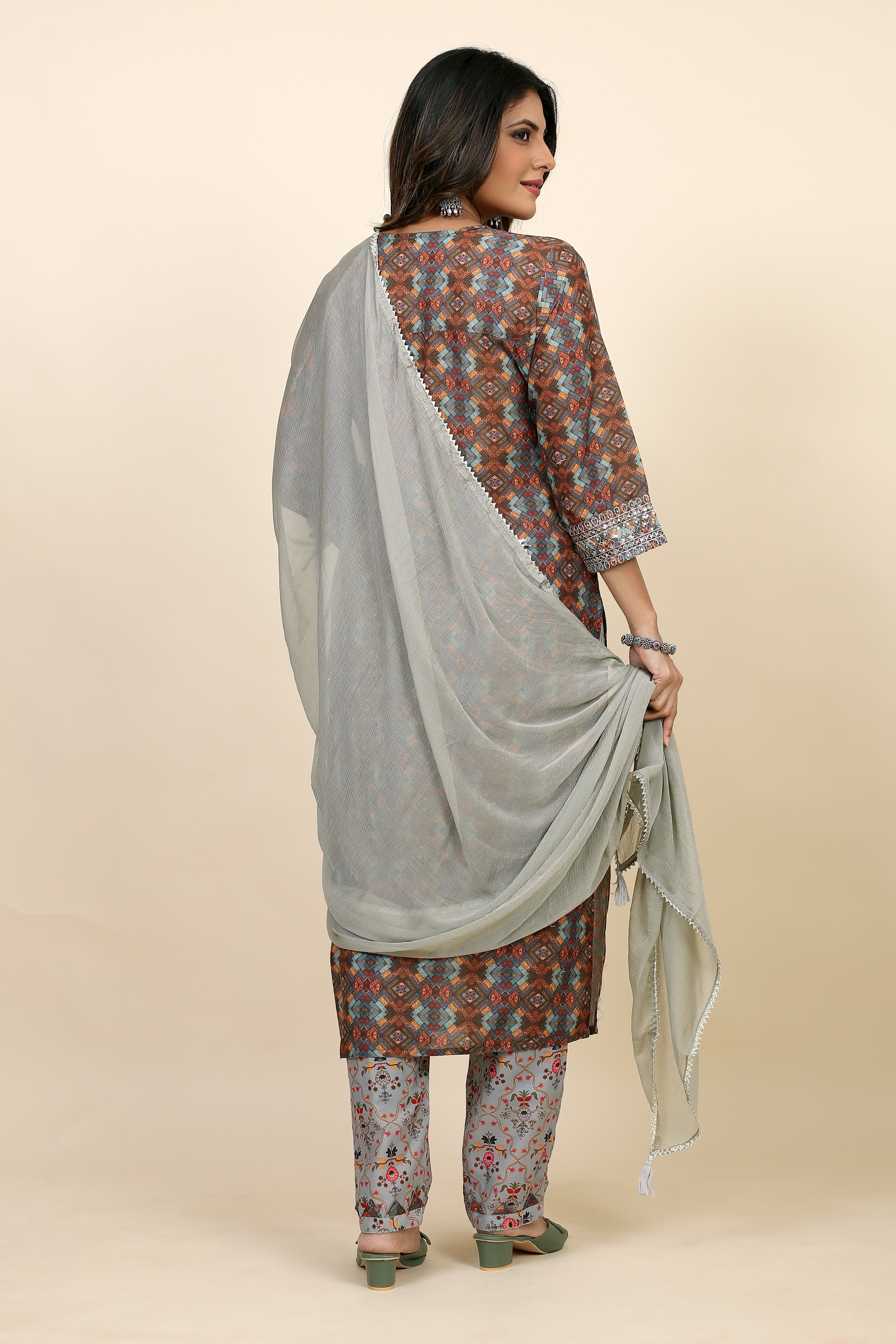 brown colored kurta pant set