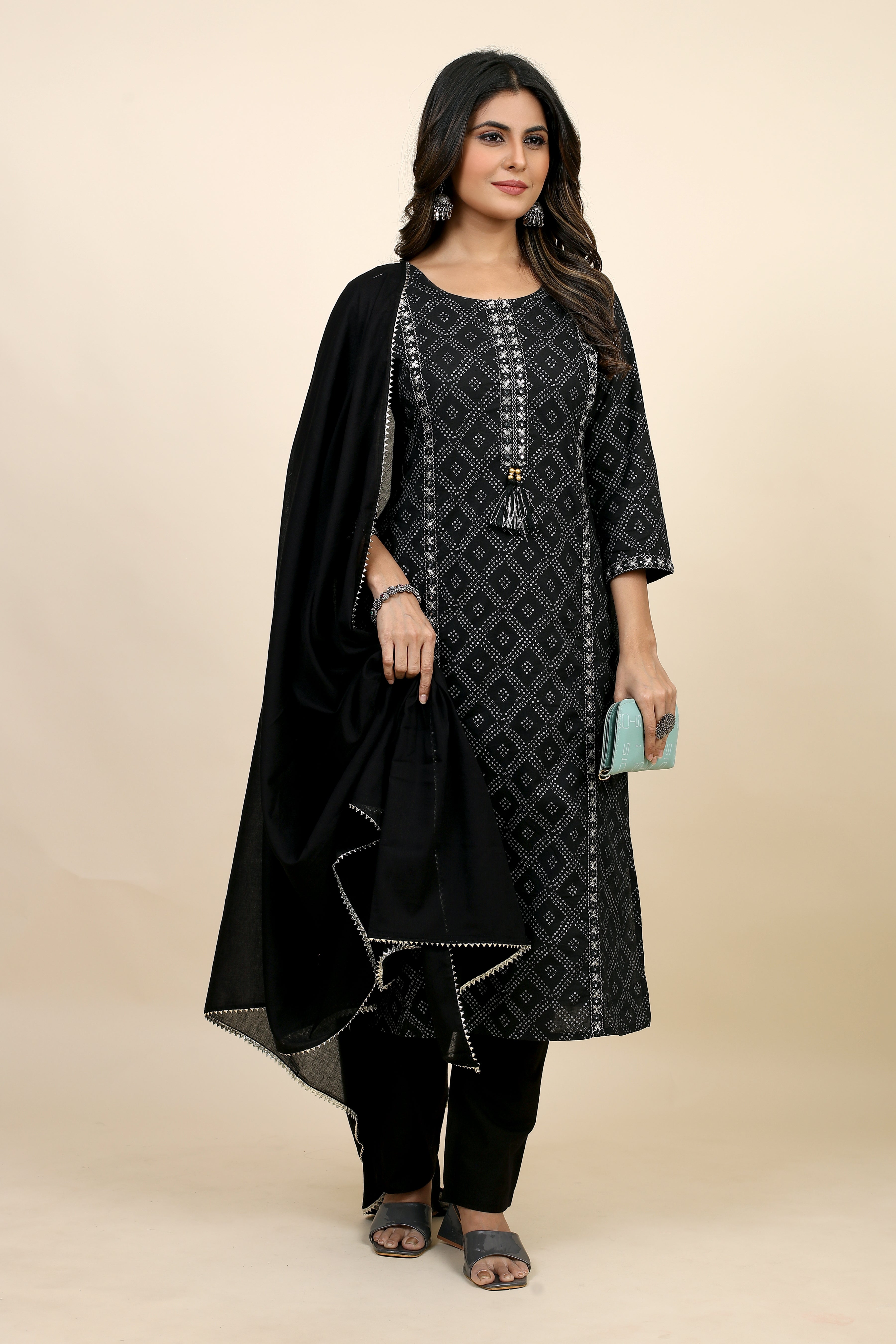 black colored kurta pant set