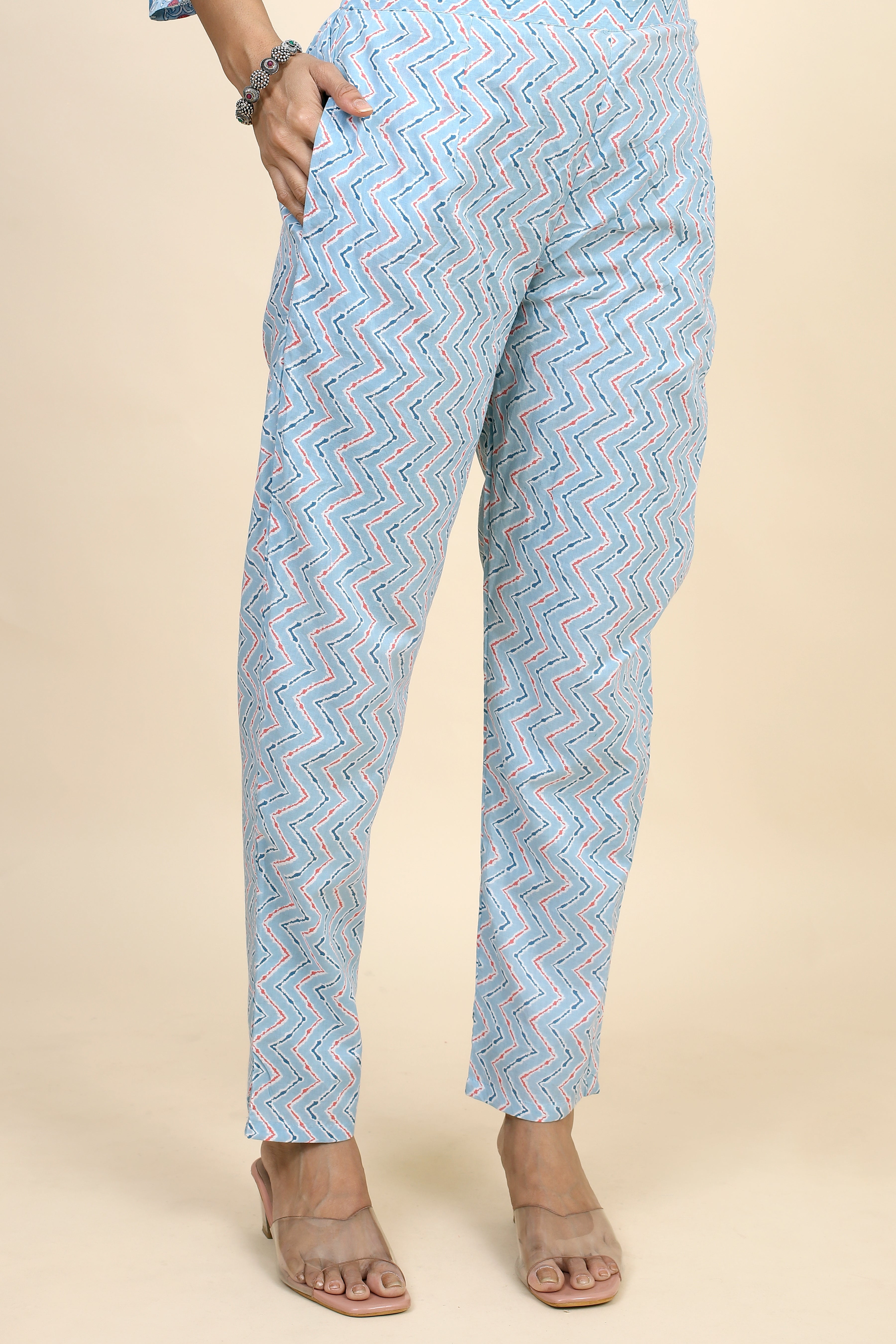 blue colored kurta pant set