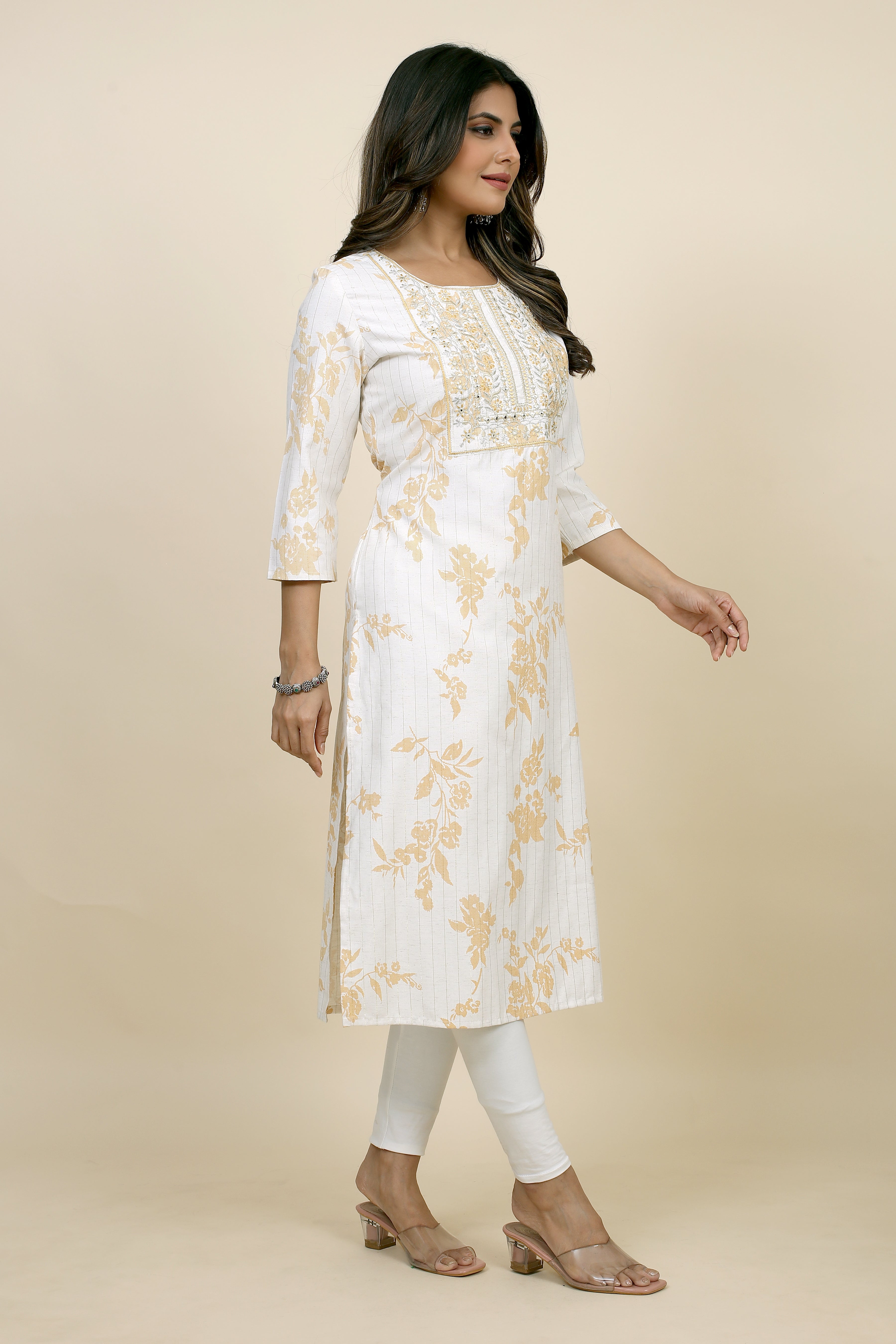 white colored straight kurta